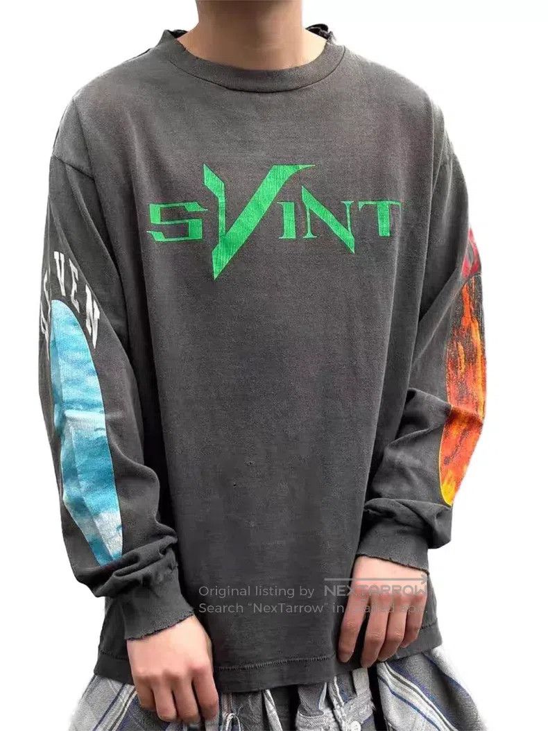 Saint Michael Saint Michael Co-branded washed print crew neck long sleev Size US L / EU 52-54 / 3 - 5 Thumbnail