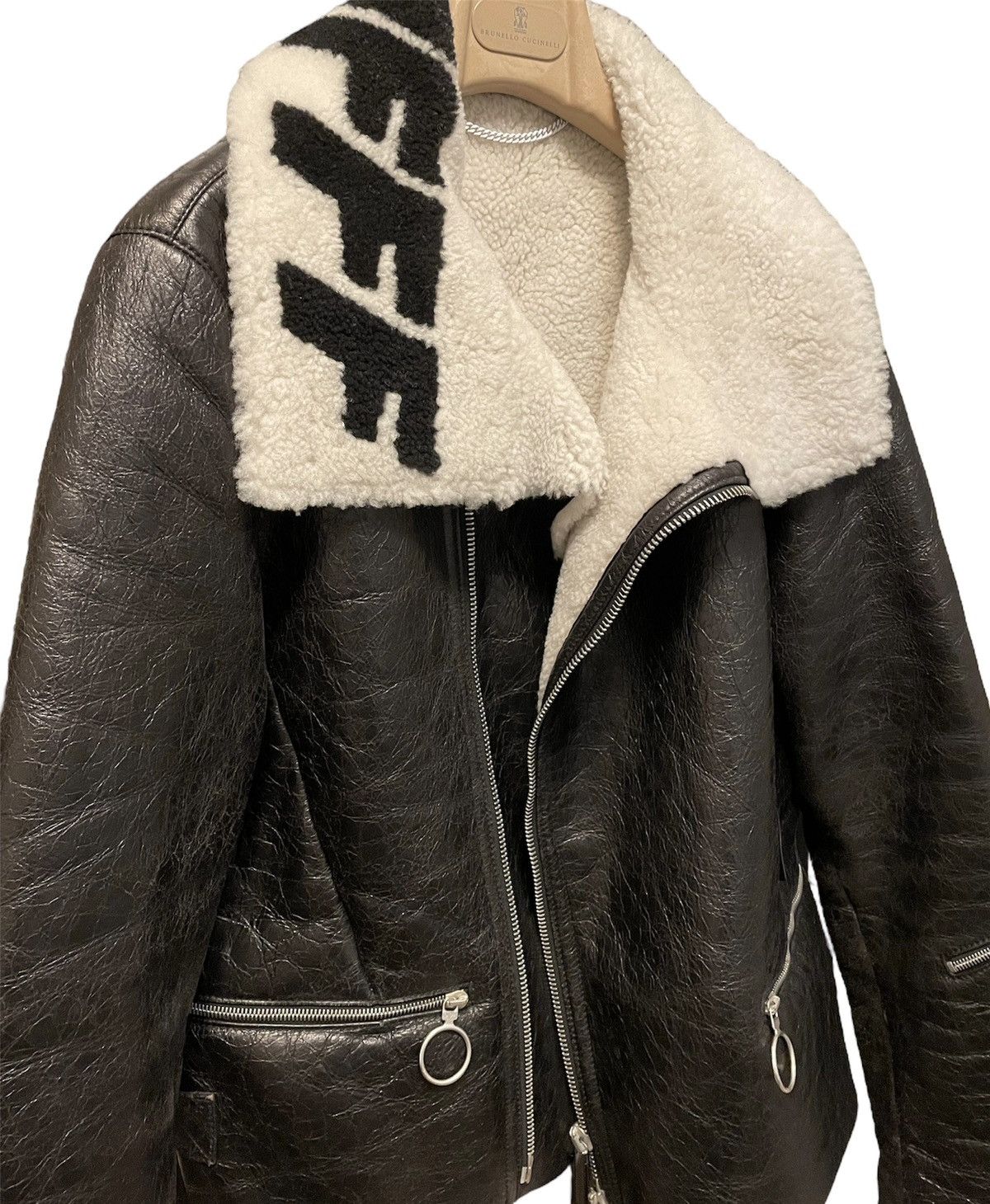 Off-White 🔥Off-White🔥Shearling Leather Jacket Size US M / EU 48-50 / 2 - 8 Thumbnail