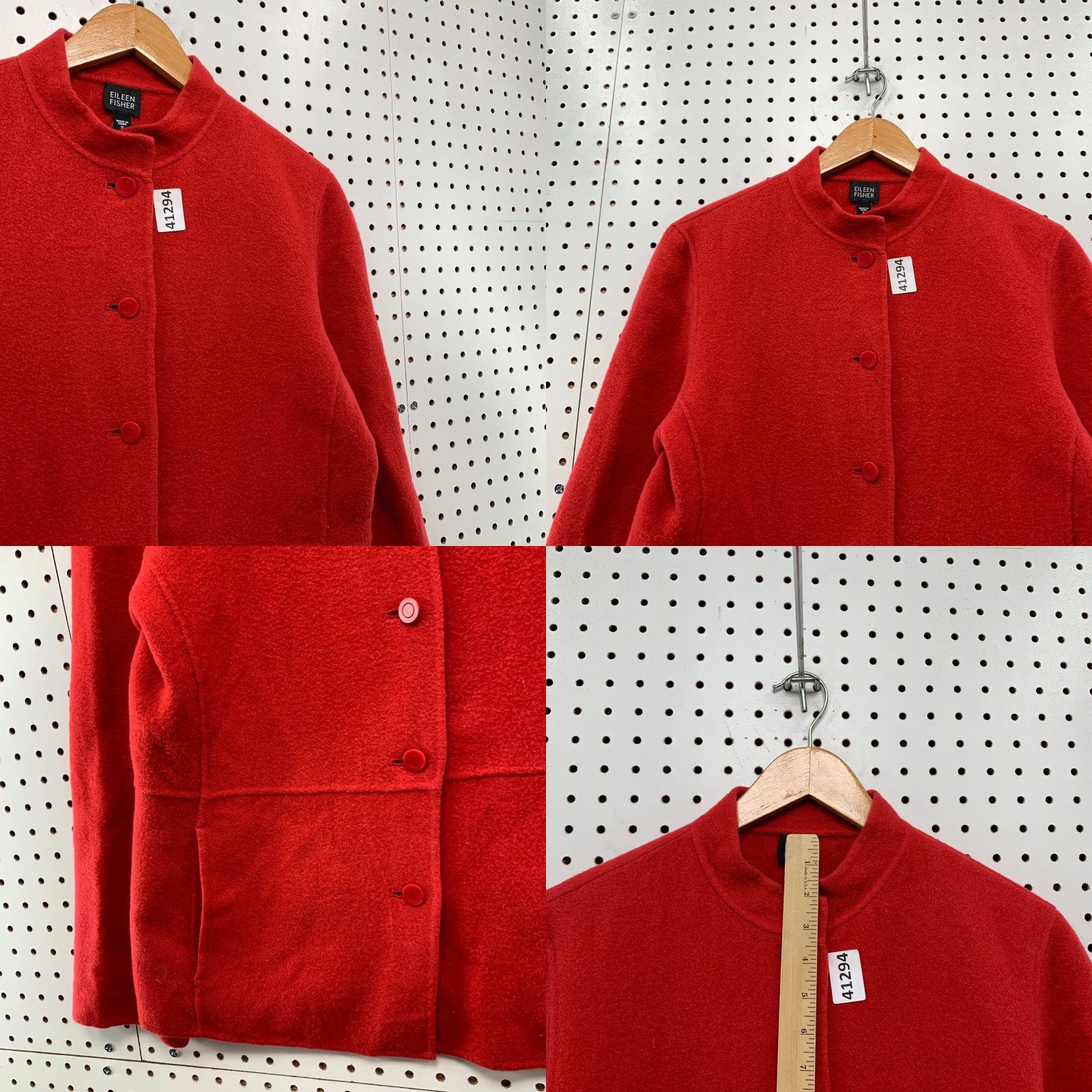 Eileen Fisher Eileen Fisher Wool Cashmere Button Jacket Womens Small Red Solid Wool Cashmere Button Jacket Womens Small Red Size S / US 4 / IT 40 - 8 Thumbnail