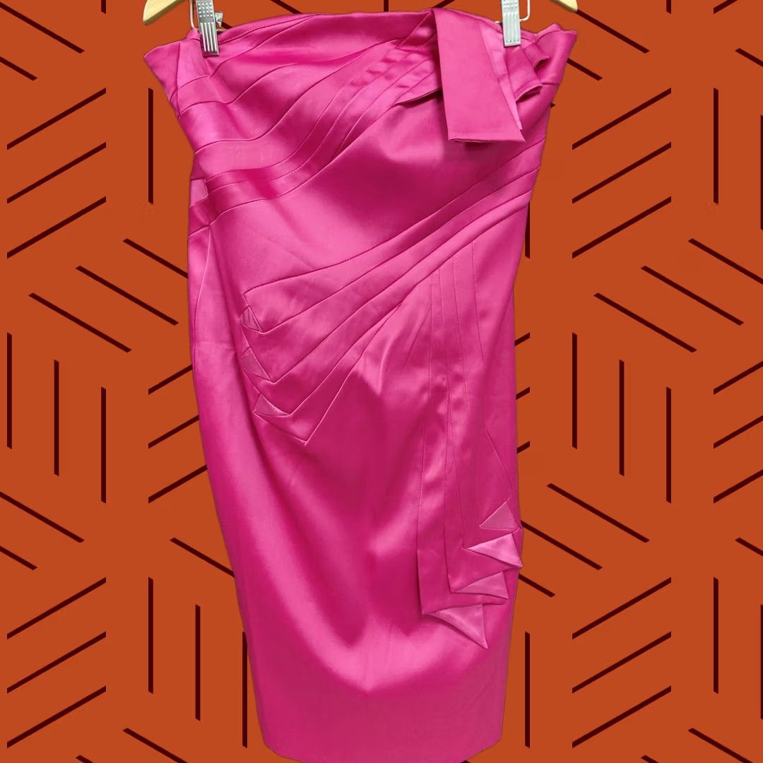 Karen Millen KAREN MILLEN ENGLAND Skirt Womens 12 Pink Acetate Silk Blend Pencil Size Size 34" / US 12 / IT 48 - 1 Thumbnail