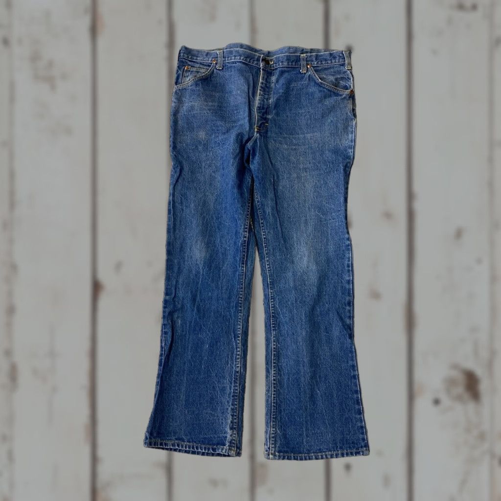 Lee VINTAGE Lee Riders Jeans 36x31 Slim Men 80s Straight Denim Blue Brown Button Zipper Logo 80s Classic Fit Lee 31in Inseam Size US 36 / EU 52 - 1 Thumbnail