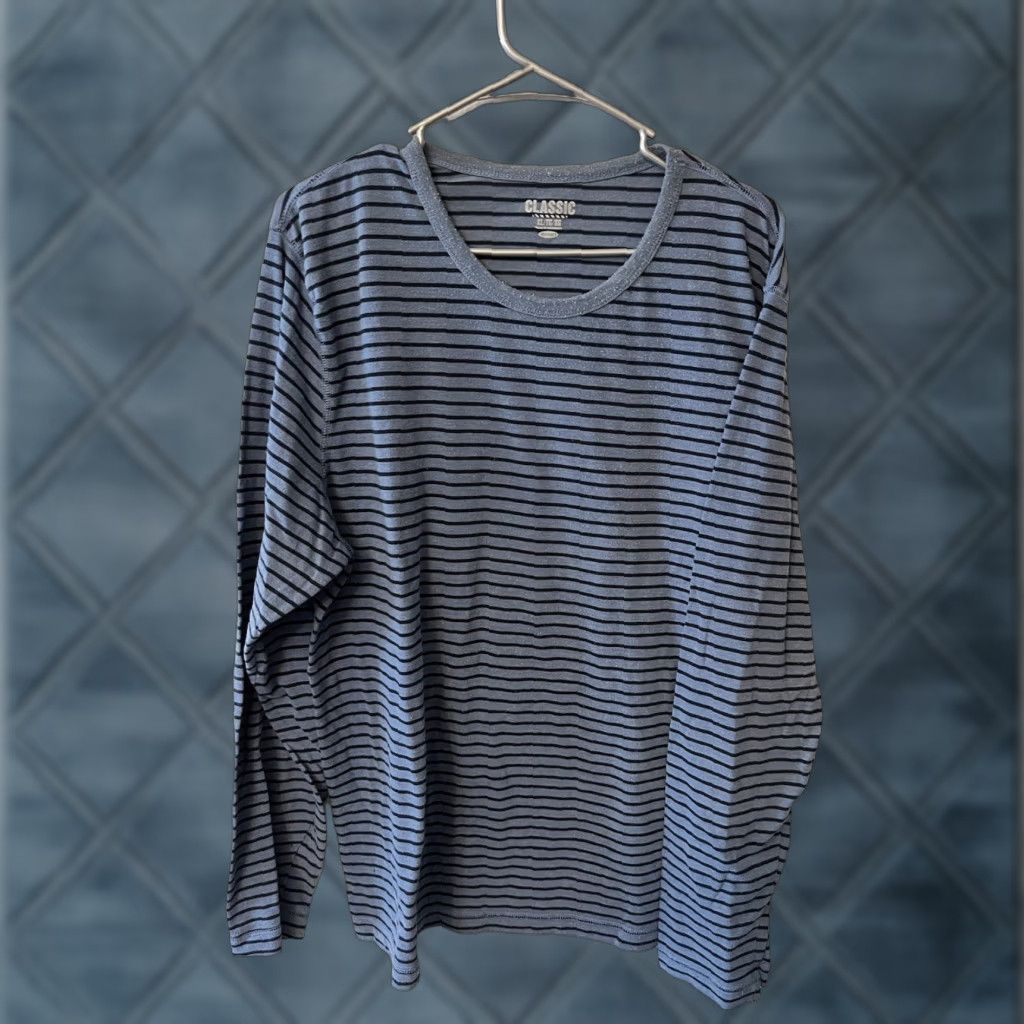 Old Navy Old Navy Mens Crew Neck Long Sleeve Shirt XL Blue Striped Size US XL / EU 56 / 4 - 1 Thumbnail