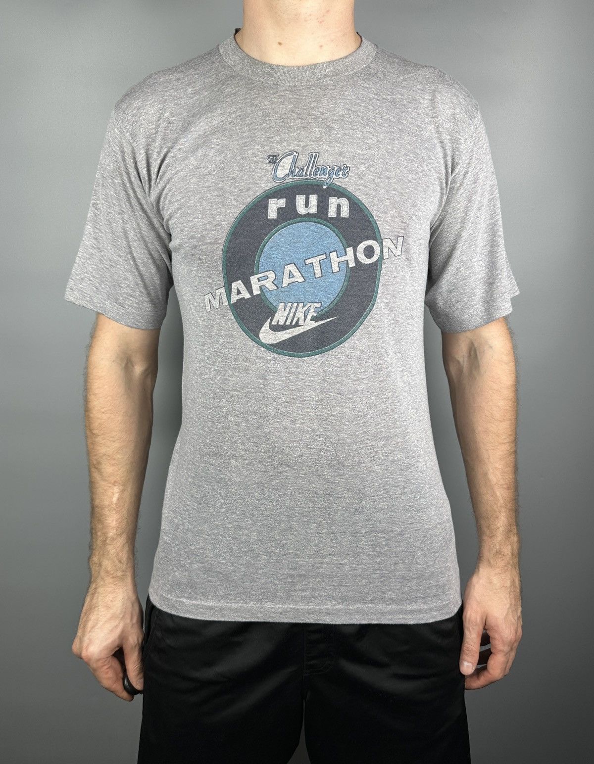 Nike 80s Vintage Nike The Challenger Run Marathon T Shirt Tee 90s Size US M / EU 48-50 / 2 - 2 Thumbnail