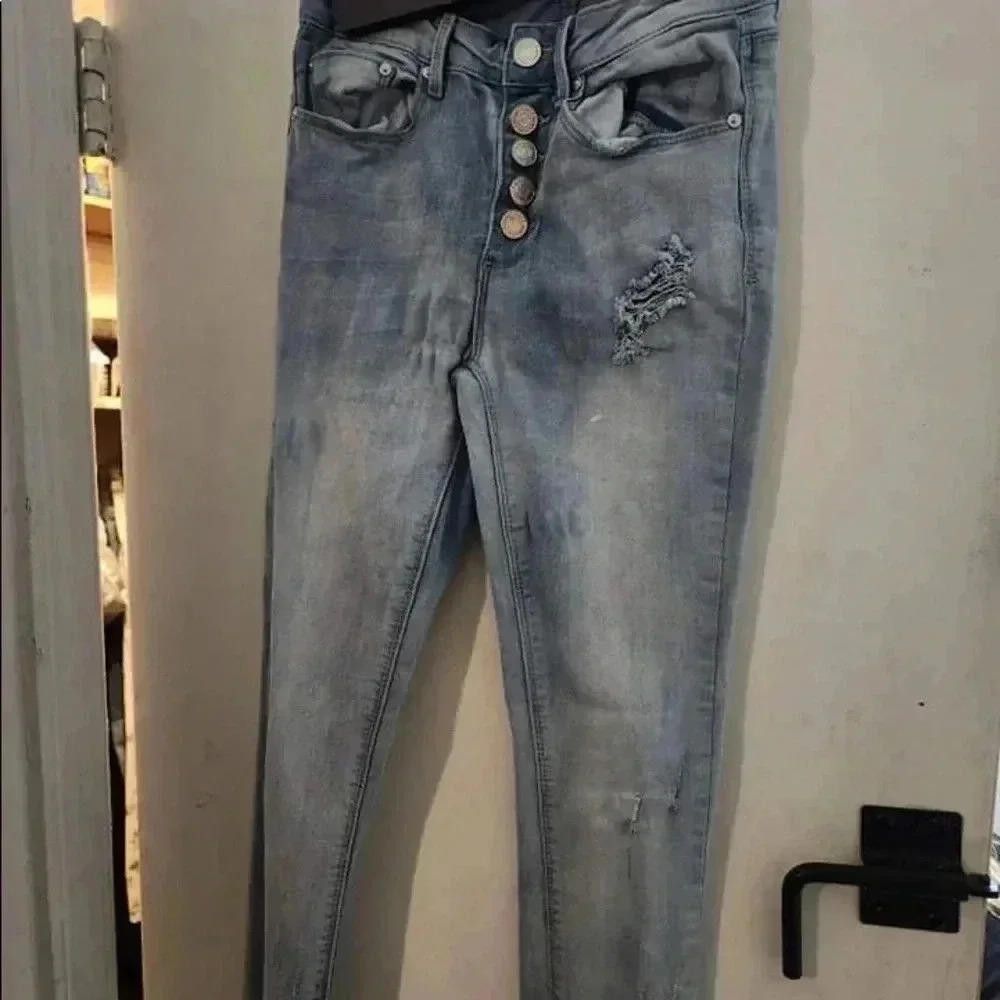 Designer Indigo Jean Ankle Skinny Jeans with Button Fly Size 30" / US 8 / IT 44 - 2 Thumbnail