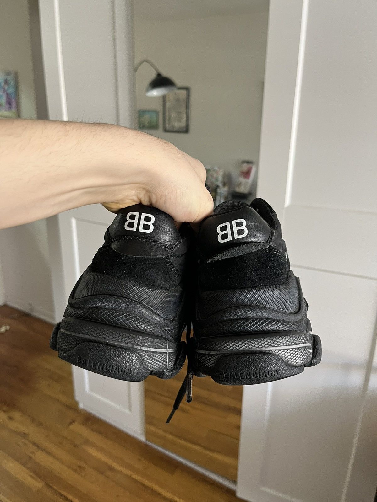 Balenciaga BALENCIAGA Triple S Black Suede Nylon Speed Flat Trainers Size US 5 / IT 35 - 4 Thumbnail