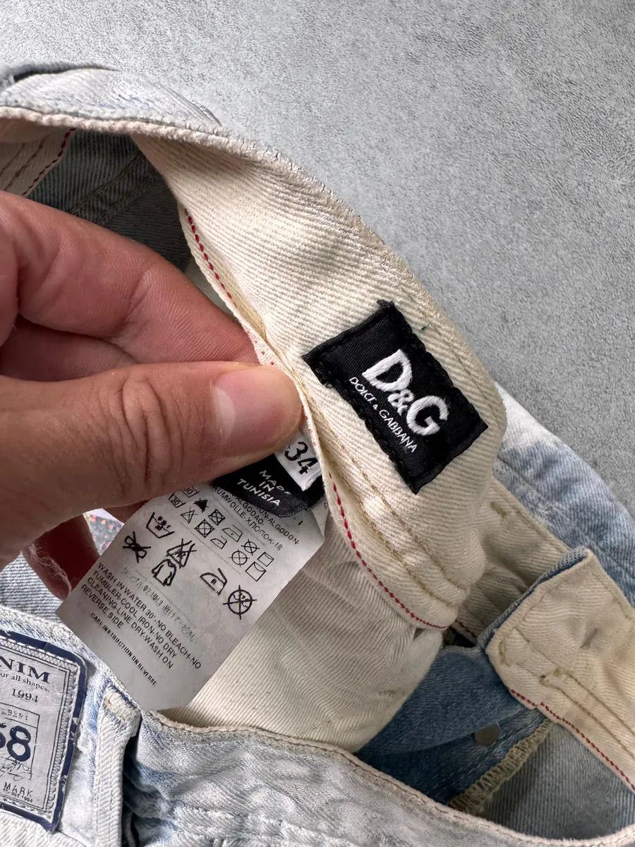 Dolce & Gabbana 2000s Dolce & Gabbana Hand-Painted White Blue Distressed Denim Jeans Size US 31 - 6 Thumbnail