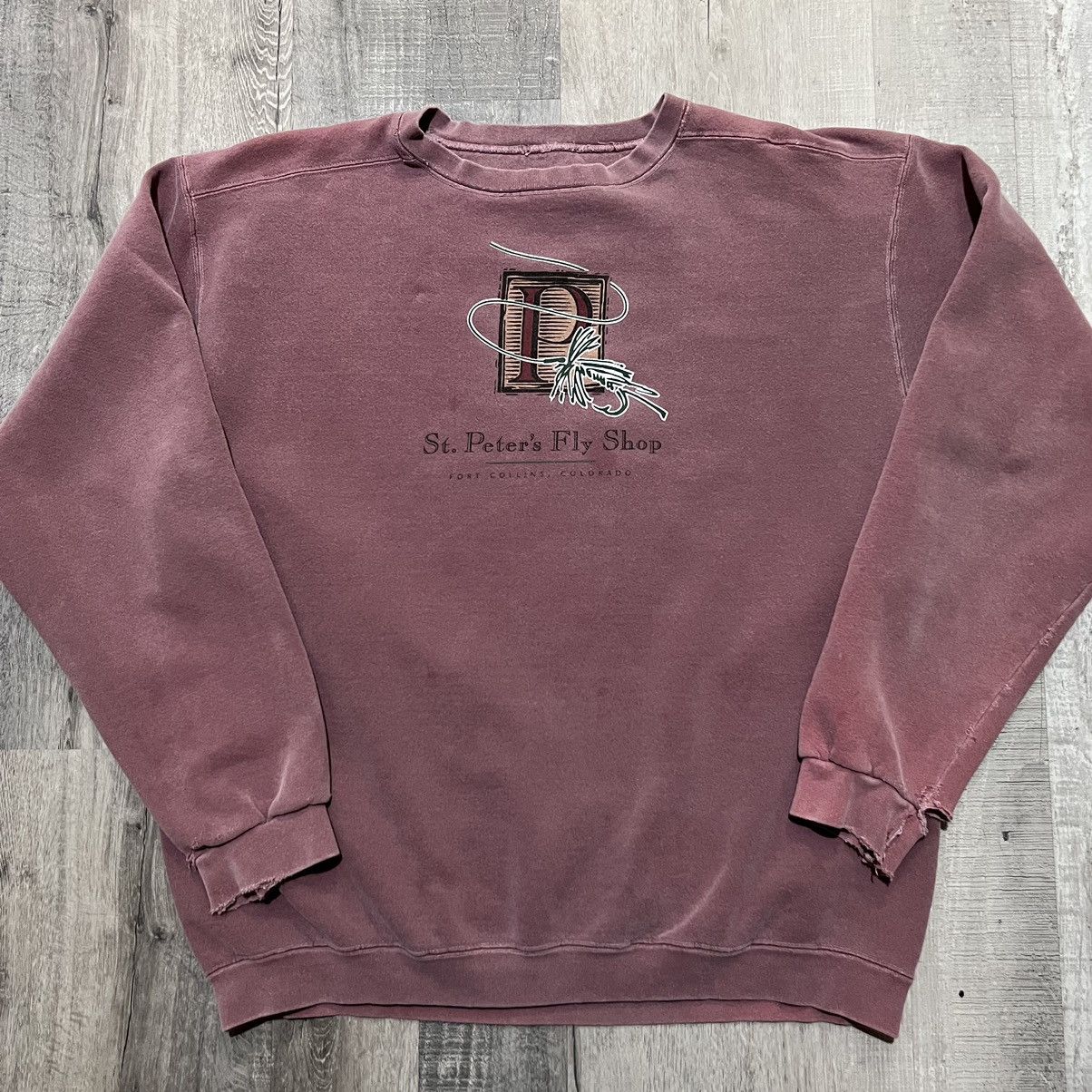 Vintage VTG St Peters Fly Shop Fort Collins Fishing Bait Sweatshirt Size US L / EU 52-54 / 3 - 1 Thumbnail