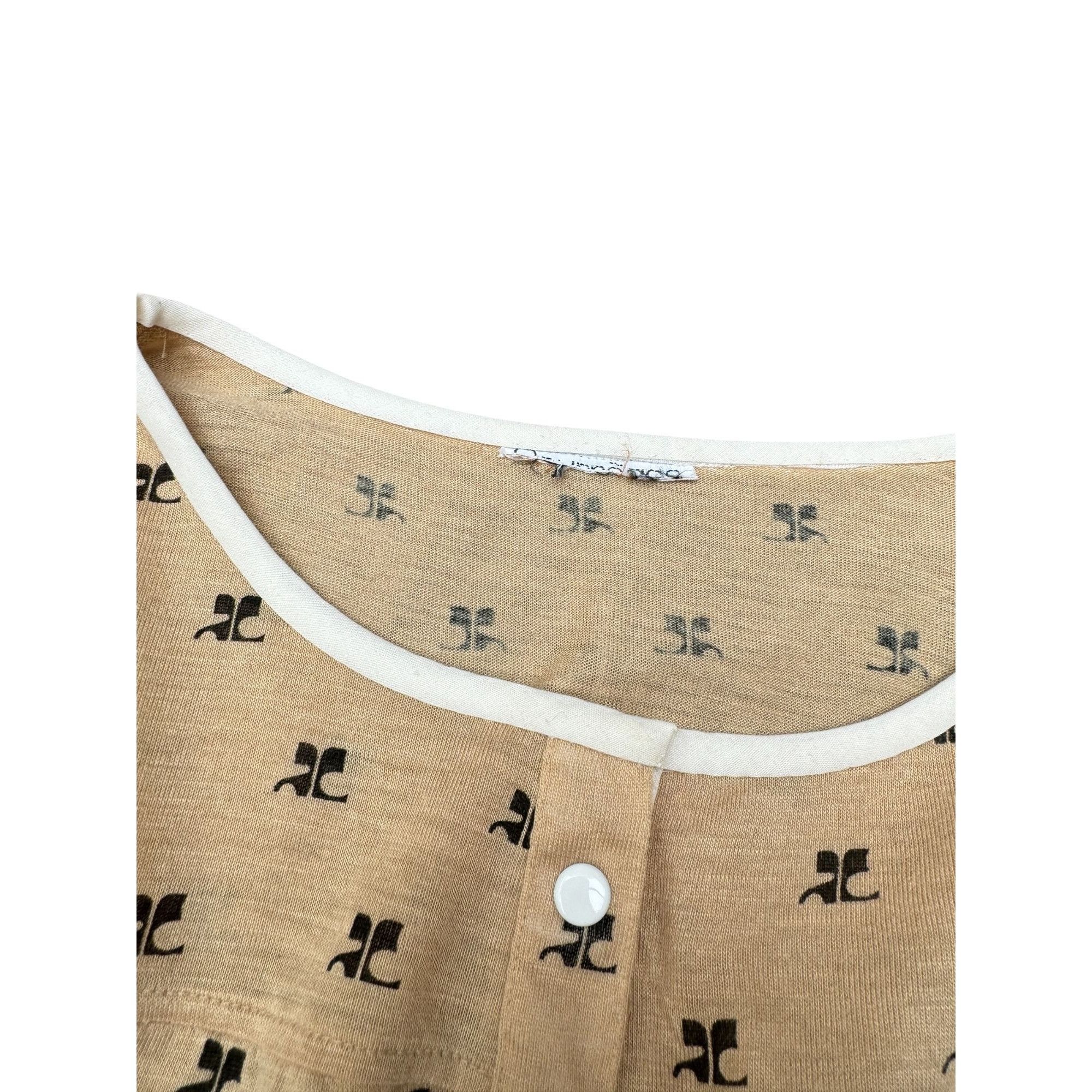 Courreges 1970s Beige Courreges logo t-shirt Size S / US 4 / IT 40 - 4 Thumbnail