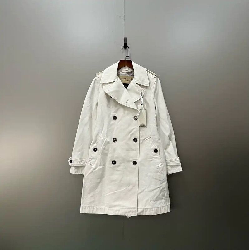 Burberry Burberry Women's White Cotton Mid-Length Trench Coat Size ONE SIZE - 1 Thumbnail
