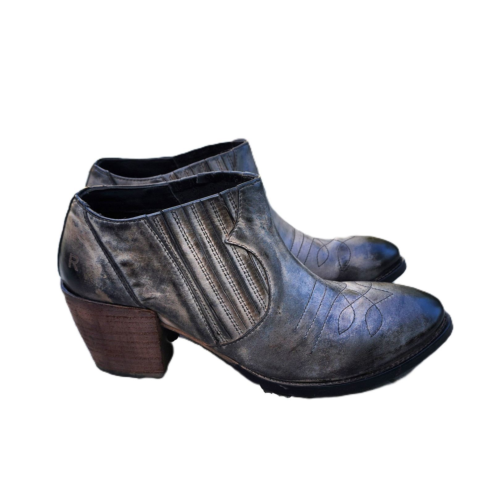 Designer Roan Malina Leather Western Ankle Boots 8 Size US 8 / IT 38 - 2 Thumbnail