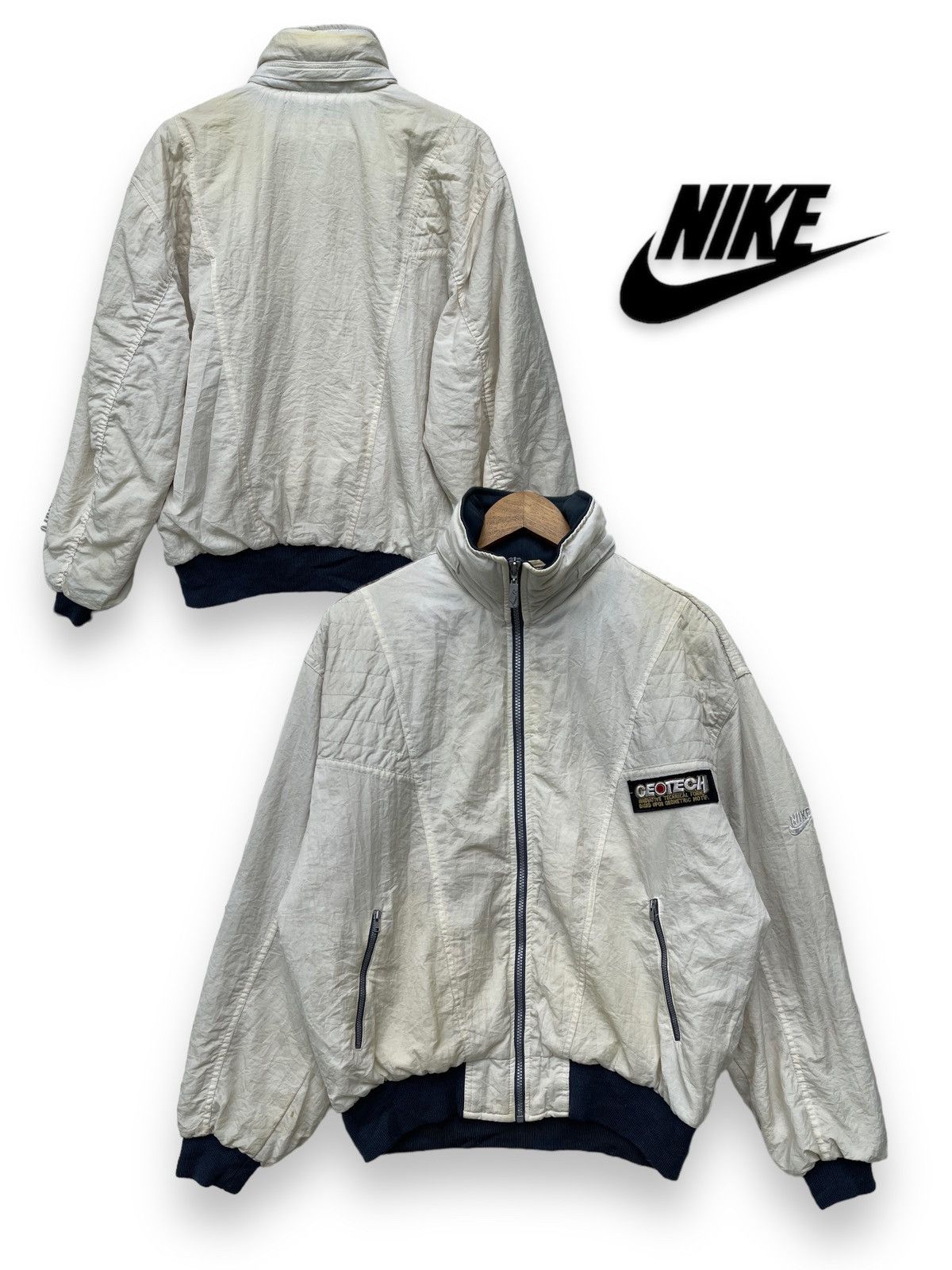 🔥Vintage Nike Embroidered Logo Bomber Jacket With Hooded