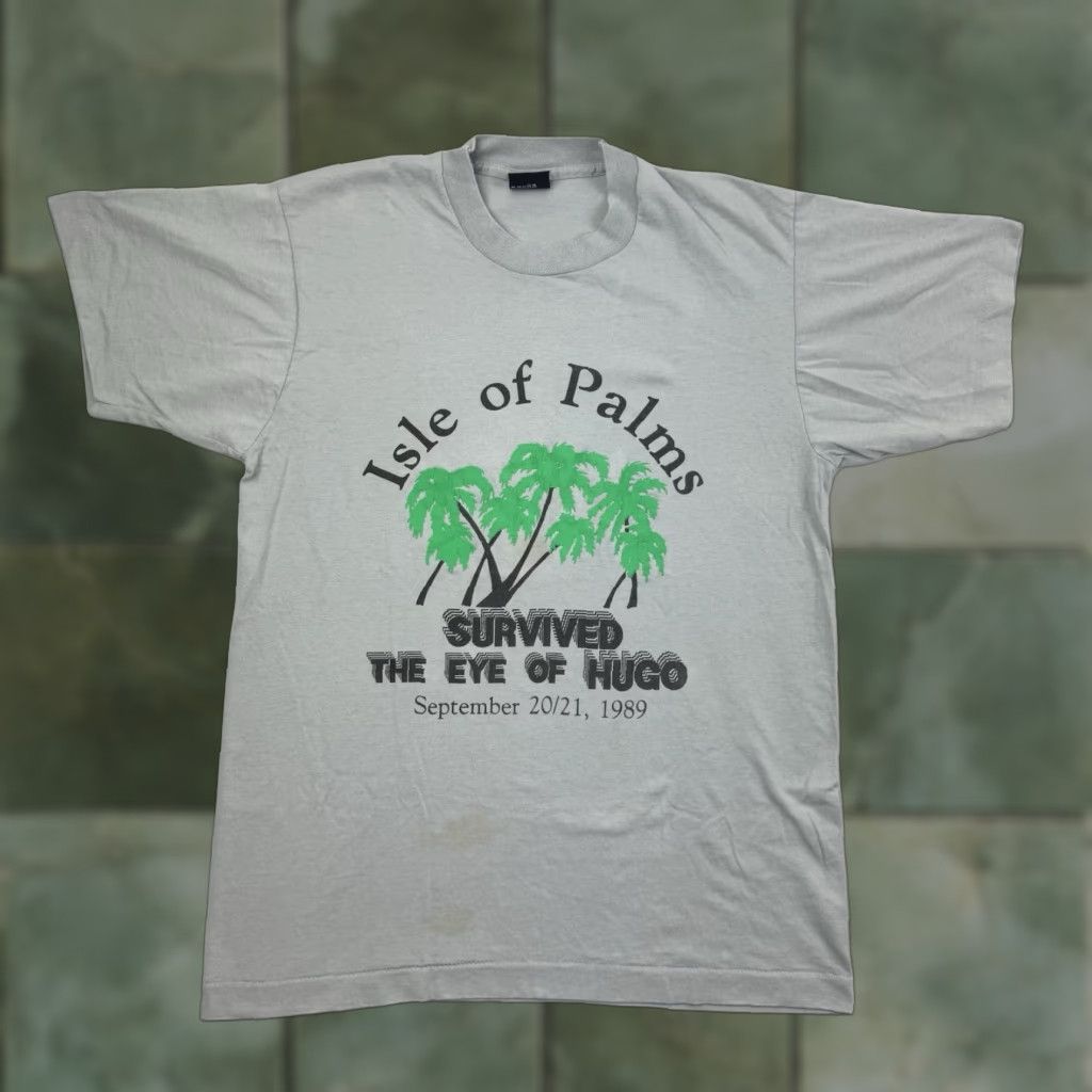 Vintage VINTAGE Hurricane Hugo T Shirt Men Large Gray 80s Storm I Survived Isle Of Palms Screen Stars Size US L / EU 52-54 / 3 - 1 Thumbnail
