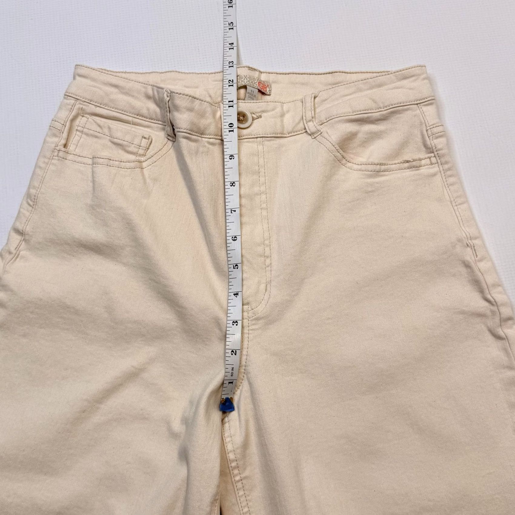 Vintage GB Jeans Juniors Cropped Wide Leg High Rise Raw Hem Denim Jeans 11 Beige XS? Size 32" / US 10 / IT 46 - 5 Thumbnail