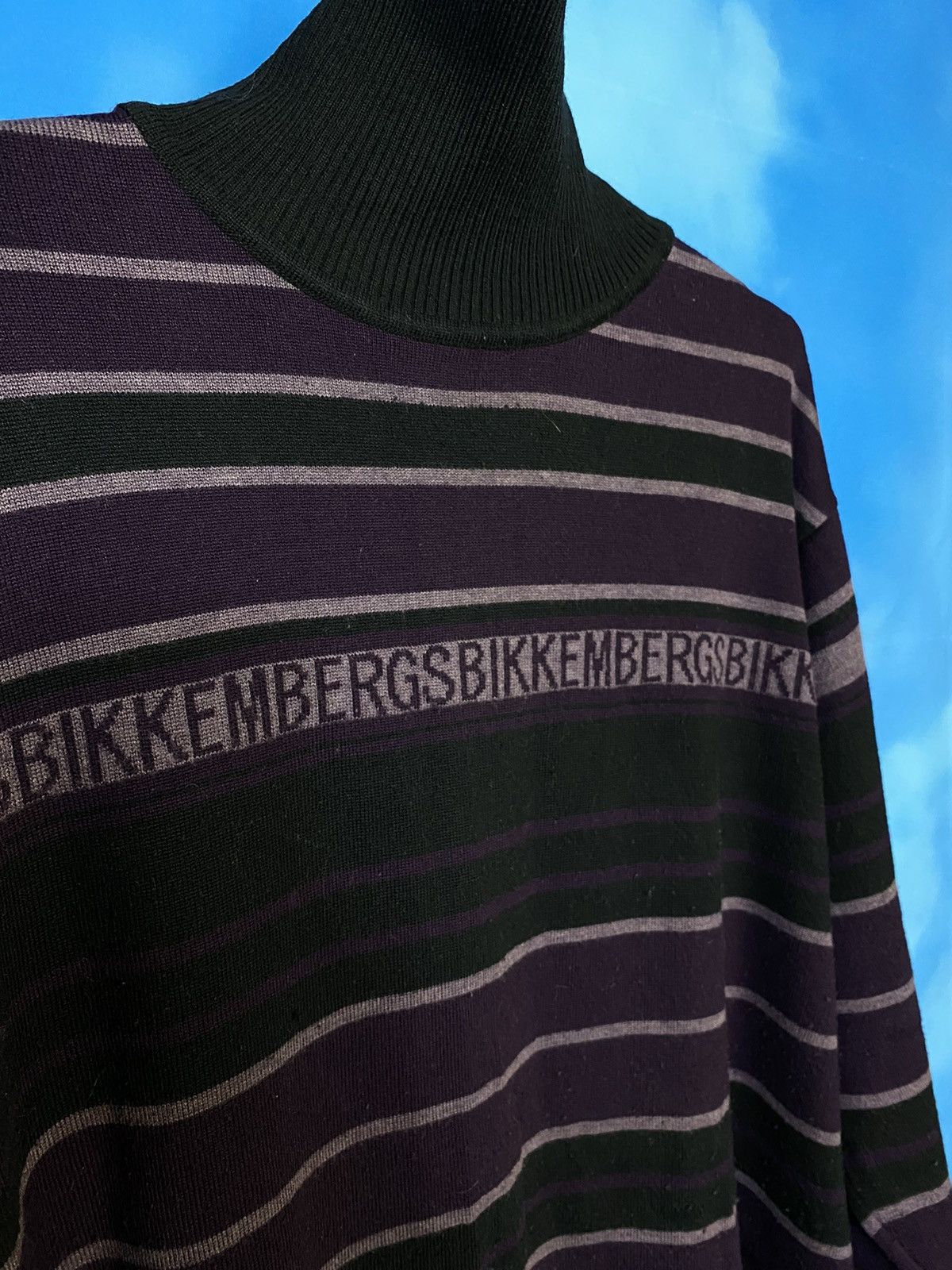 Dirk Bikkembergs × Vintage 💥 Dirk BIKKEMBERGS Striped high neck sweater Size US L / EU 52-54 / 3 - 4 Thumbnail