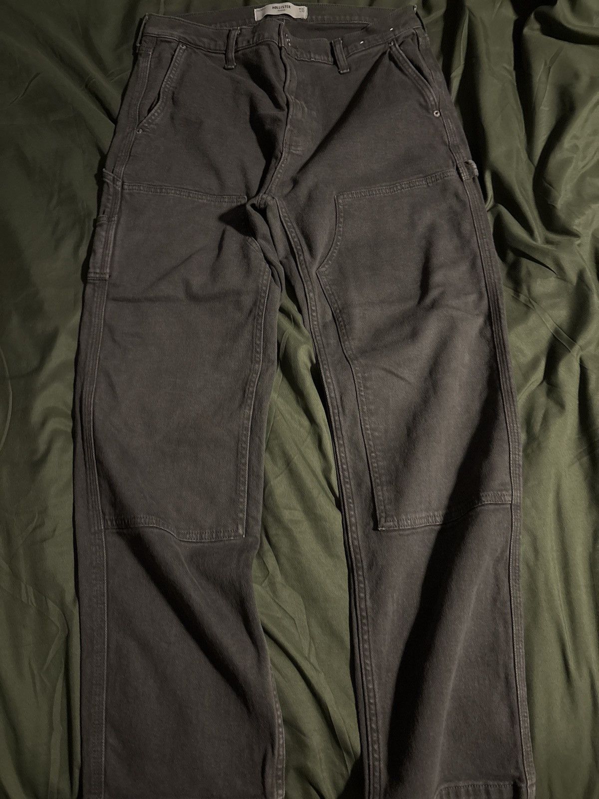 Hollister Charcoal double knee hollister workwear pants Size US 32 / EU 48 - 1 Thumbnail