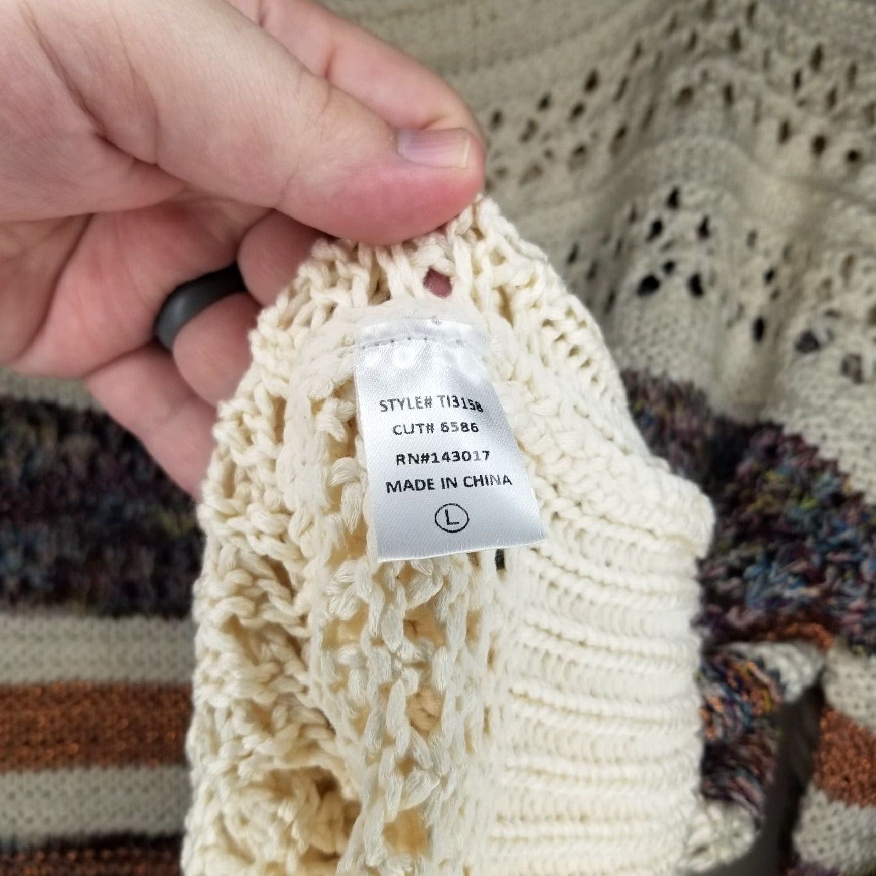 Vintage Femme Womens Striped Knitted Long Sleeve Pullover Sweater Beige Large Size L / US 10 / IT 46 - 4 Thumbnail