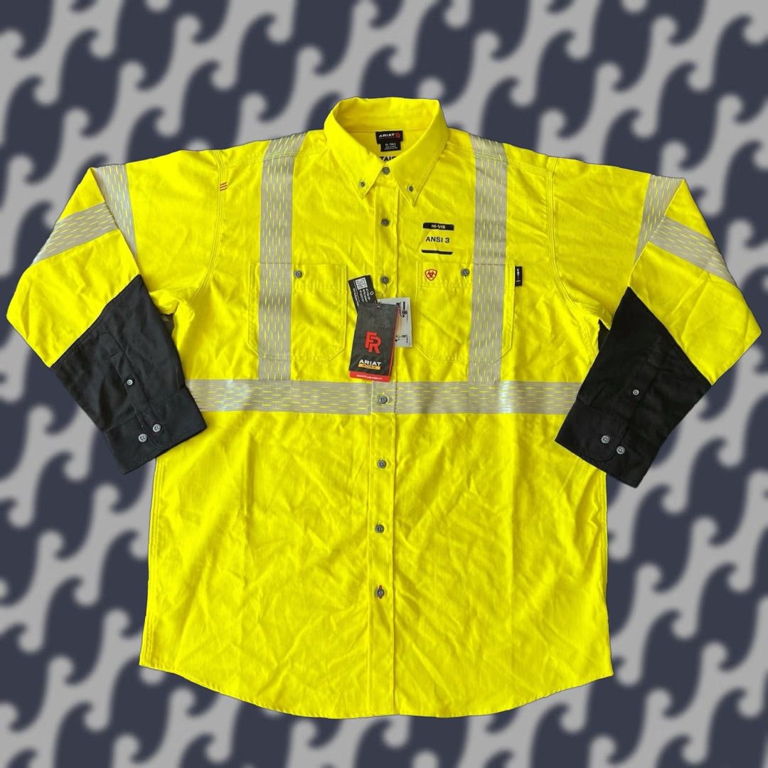 VINTAGE Ariat Fire Resistant Hi-Vis Reflective Long Sleeve Work