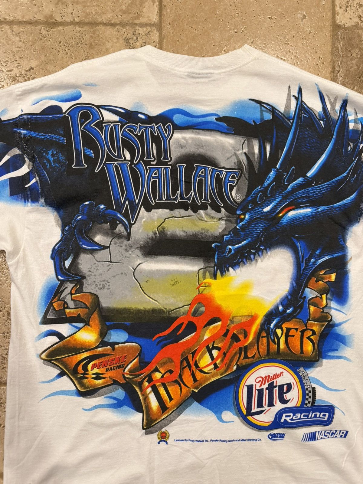 Vintage NASCAR Vintage Rusty Wallace Track Slayer White/Blue Tee Size US L / EU 52-54 / 3 - 8 Thumbnail