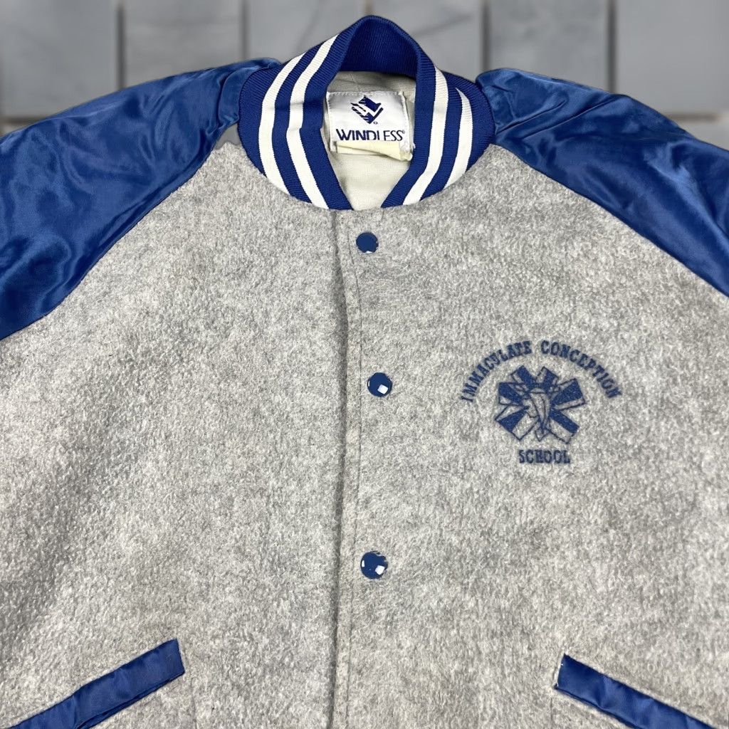 Endless VINTAGE Windless Jacket Unisex Adults Bomber Jacket Nylon Snap USA Made M Gray Blue Satin Nylon Size US M / EU 48-50 / 2 - 1 Thumbnail
