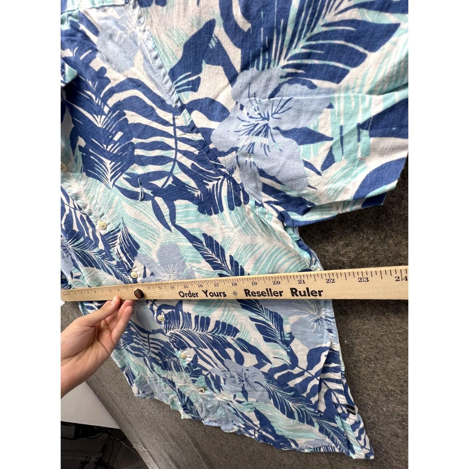 Nautica Nautica Mens Small Blue Button Down Short Sleeve Hawaiian Floral Tropical Shirt Size US S / EU 44-46 / 1 - 4 Thumbnail