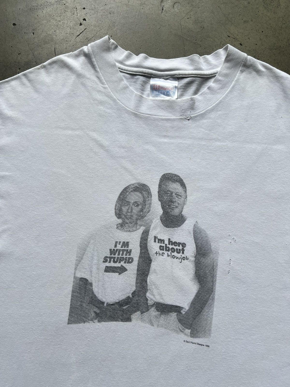 Hanes × Vintage ‘90s Bill & Hillary Clinton Parody Blowjob Tee Shirt Size US L / EU 52-54 / 3 - 3 Thumbnail