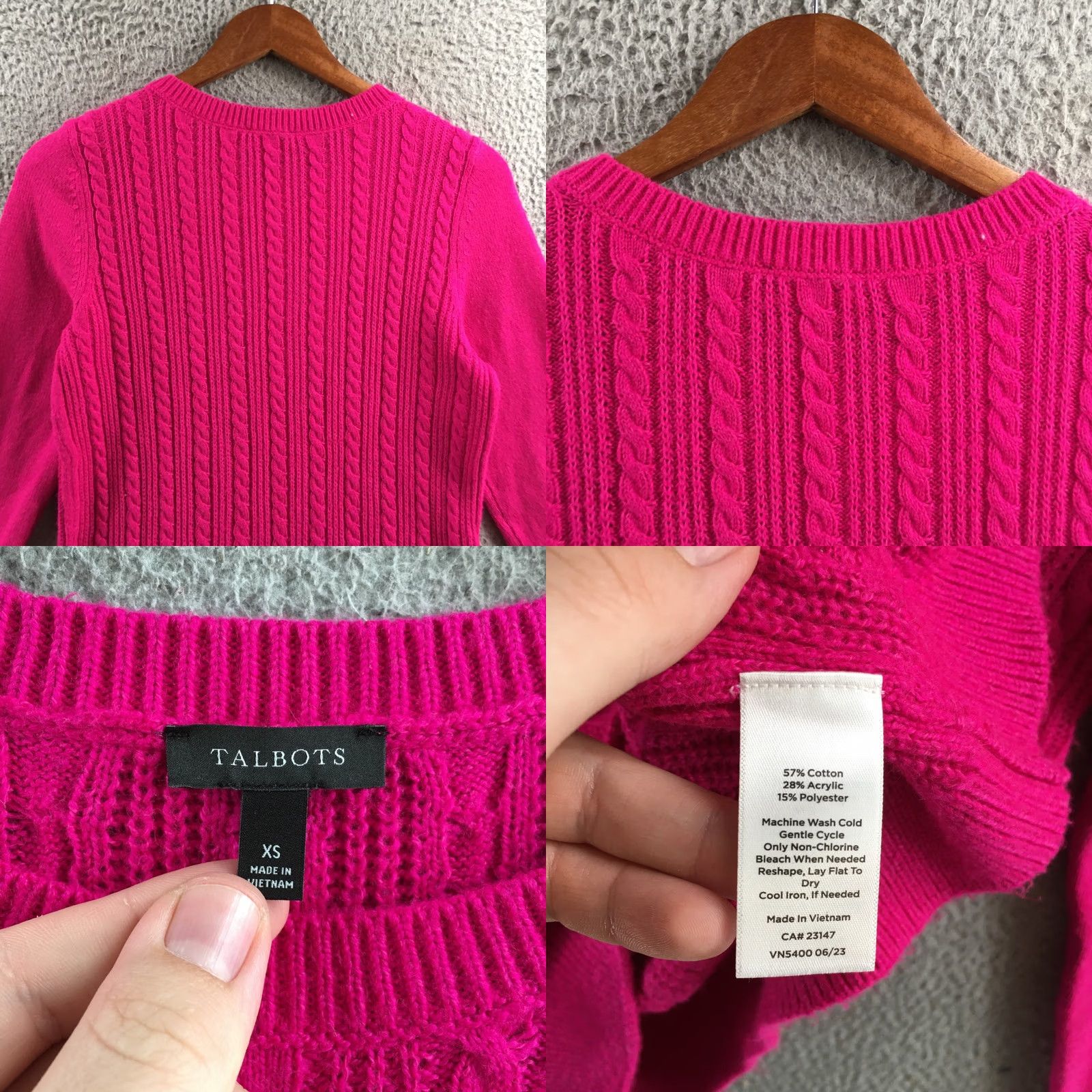 Talbots Talbots Sweater Womens XS Pink Cotton Blend Cable Knit Pullover Long Sleeve Size XS / US 0-2 / IT 36-38 - 8 Thumbnail