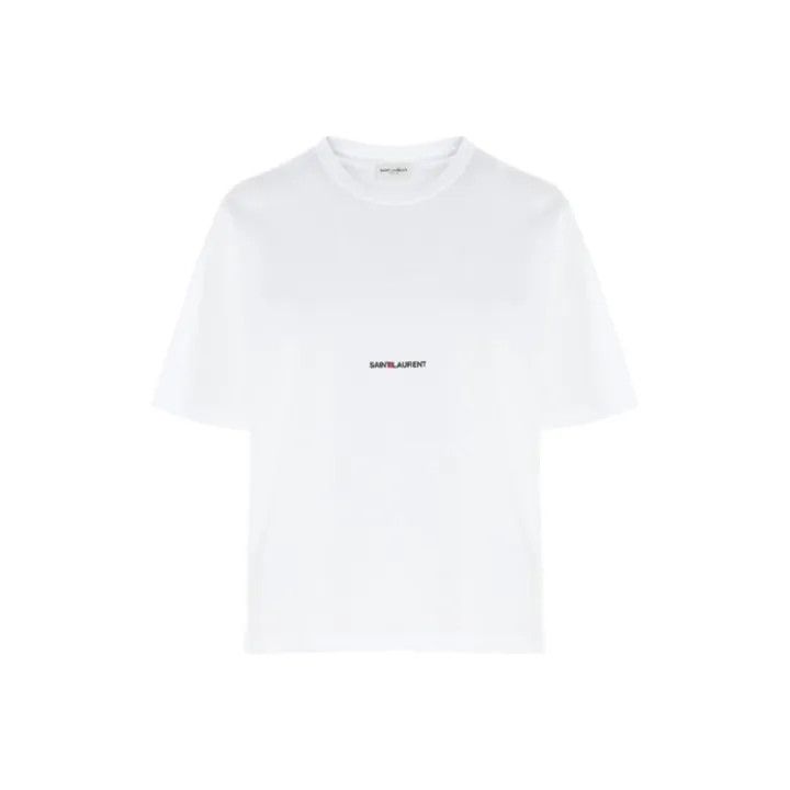 Saint Laurent Paris Saint Laurent White Logo Cotton T-Shirt for Women 0079 Size XL / US 12-14 / IT 48-50 - 1 Thumbnail