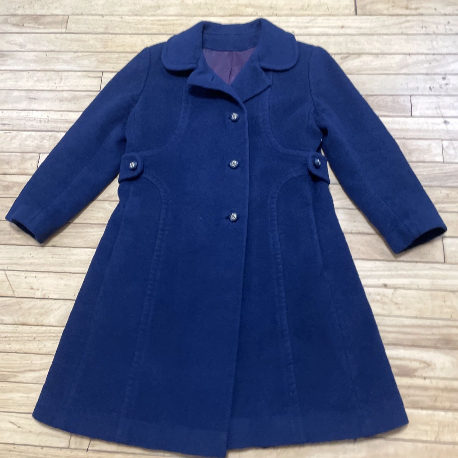 Vintage VINTAGE Trench Coat Women M Blue Stevens Forstmann Fabric vtg Mod 60s Heavyweight Wool Trench Coat Womens Blue 1960s Overcoat Wool Size M / US 6-8 / IT 42-44 - 3 Thumbnail
