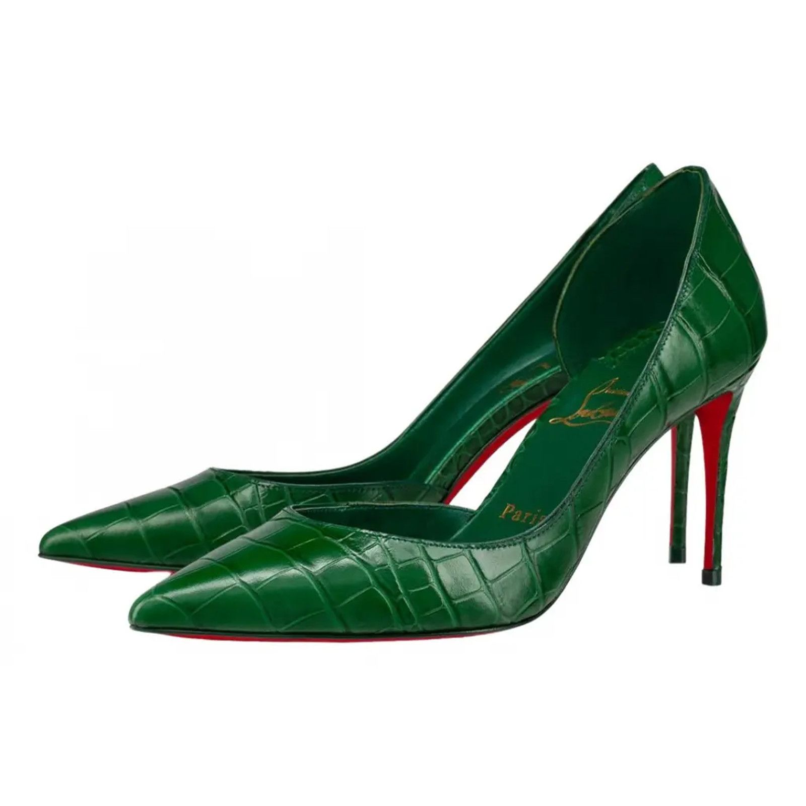 Christian Louboutin Iriza 85 Green Canopee Calf Ali Croc Leather Heel Pump 35.5 Size US 5.5 / IT 35.5 - 1 Thumbnail