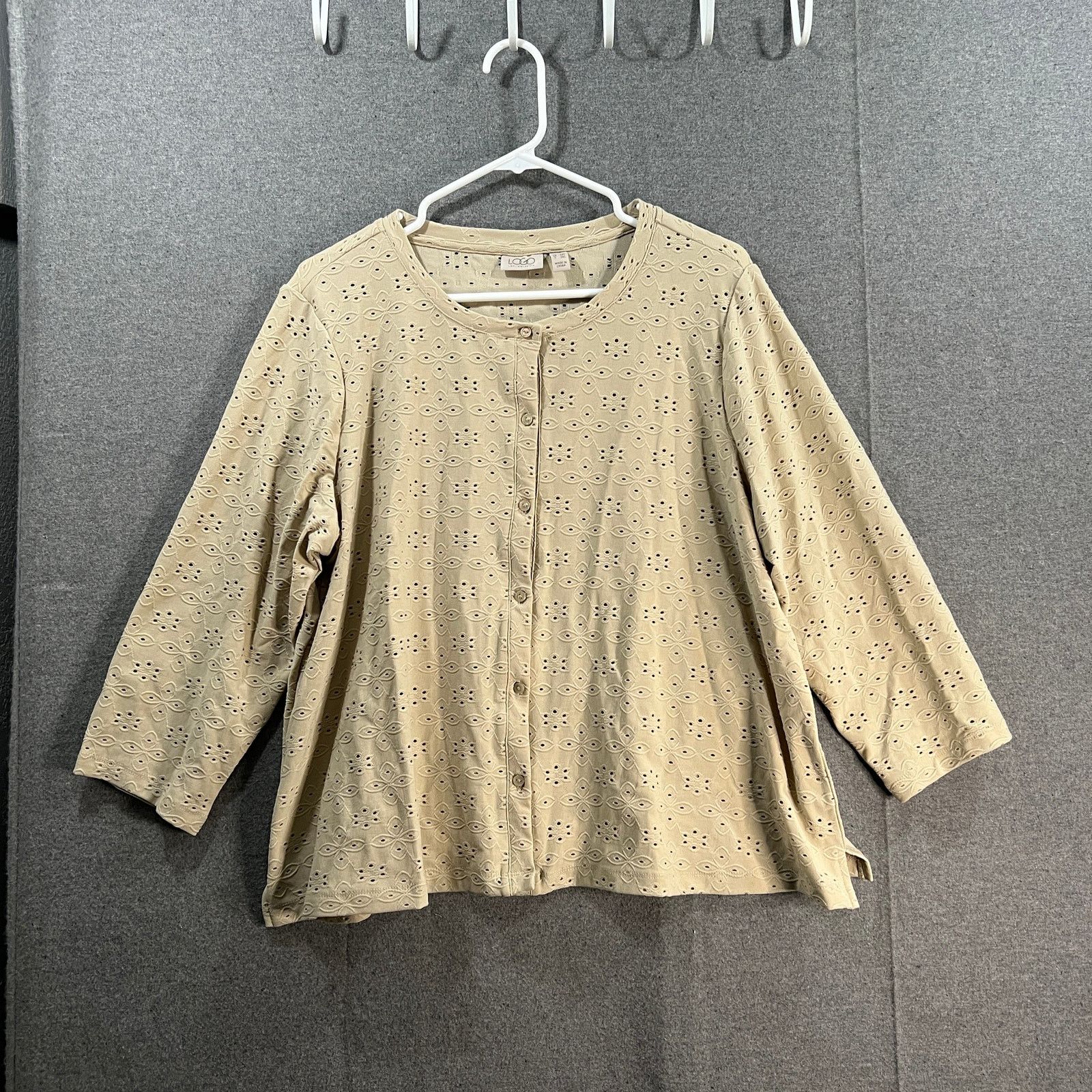 Other LOGO by Lari Goldstein Stretch Eyelet Button Front Size XL / US 12-14 / IT 48-50 - 1 Thumbnail