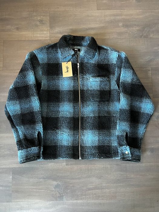 Stussy Stüssy SS23 Shadow Plaid Sherpa Zip Shirt | Grailed