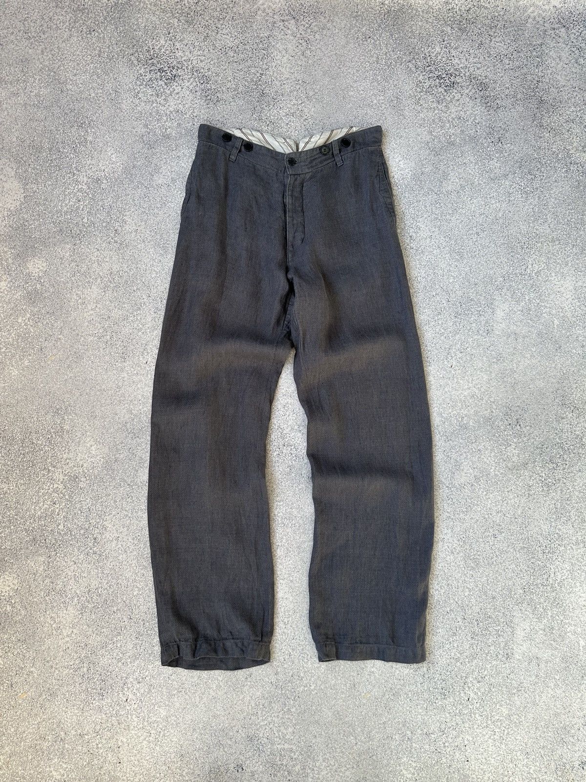 image of Vintage x Vlas Blomme VTG Vlas Blomme Kortrijk Linnen Design Engineered Pants in Grey (Size 31)