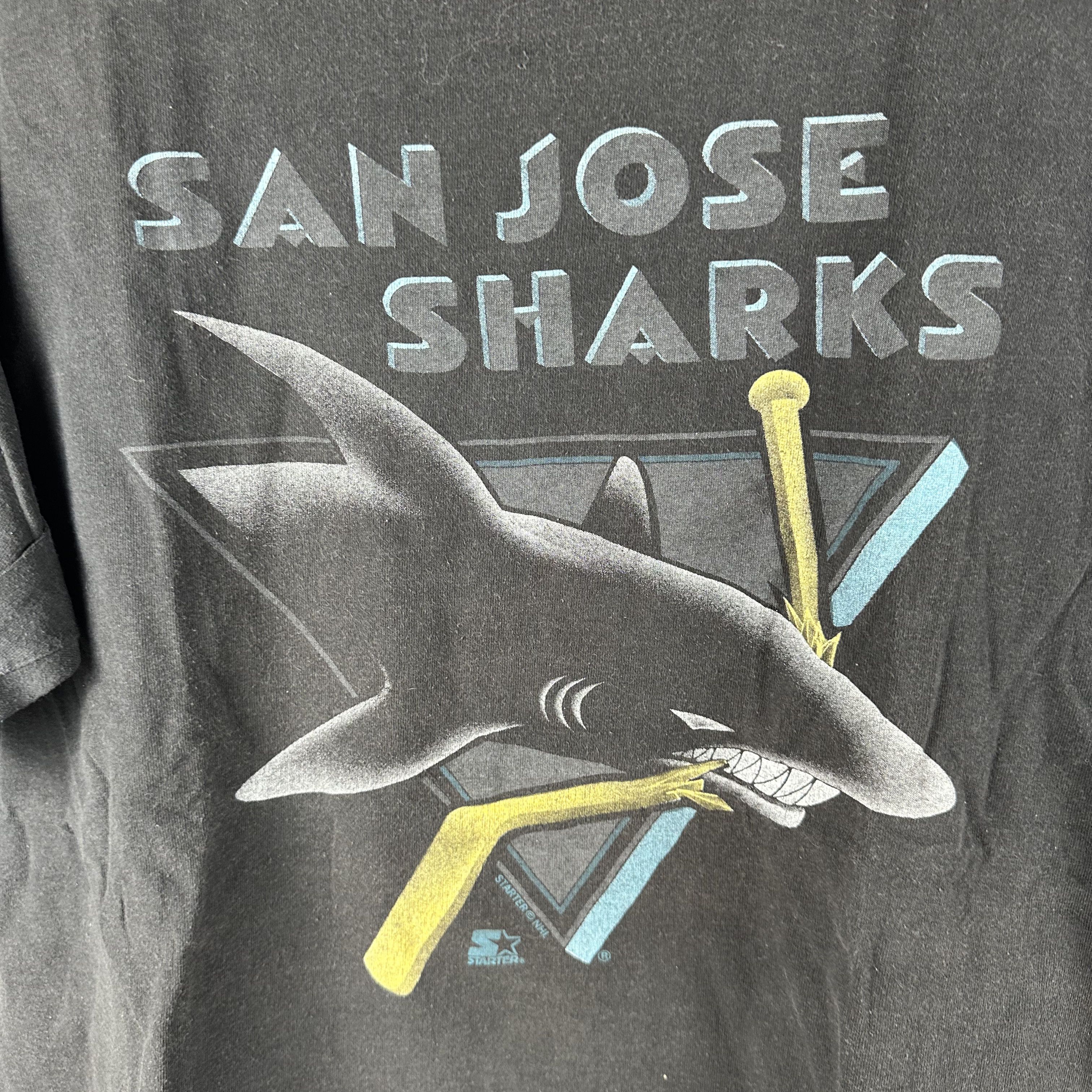 Vintage Vintage 90s San Jose Sharks Hockey NHL Big Logo T-shirt Size US XL / EU 56 / 4 - 2 Thumbnail