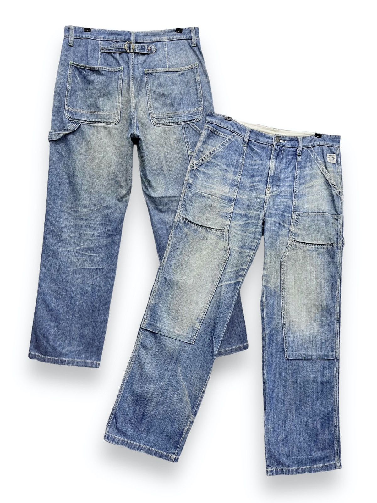 Craftsman FYE🔥90’s SURPLUS Double Knee Carpenter Natural Faded Denim Size US 33 - 1 Thumbnail