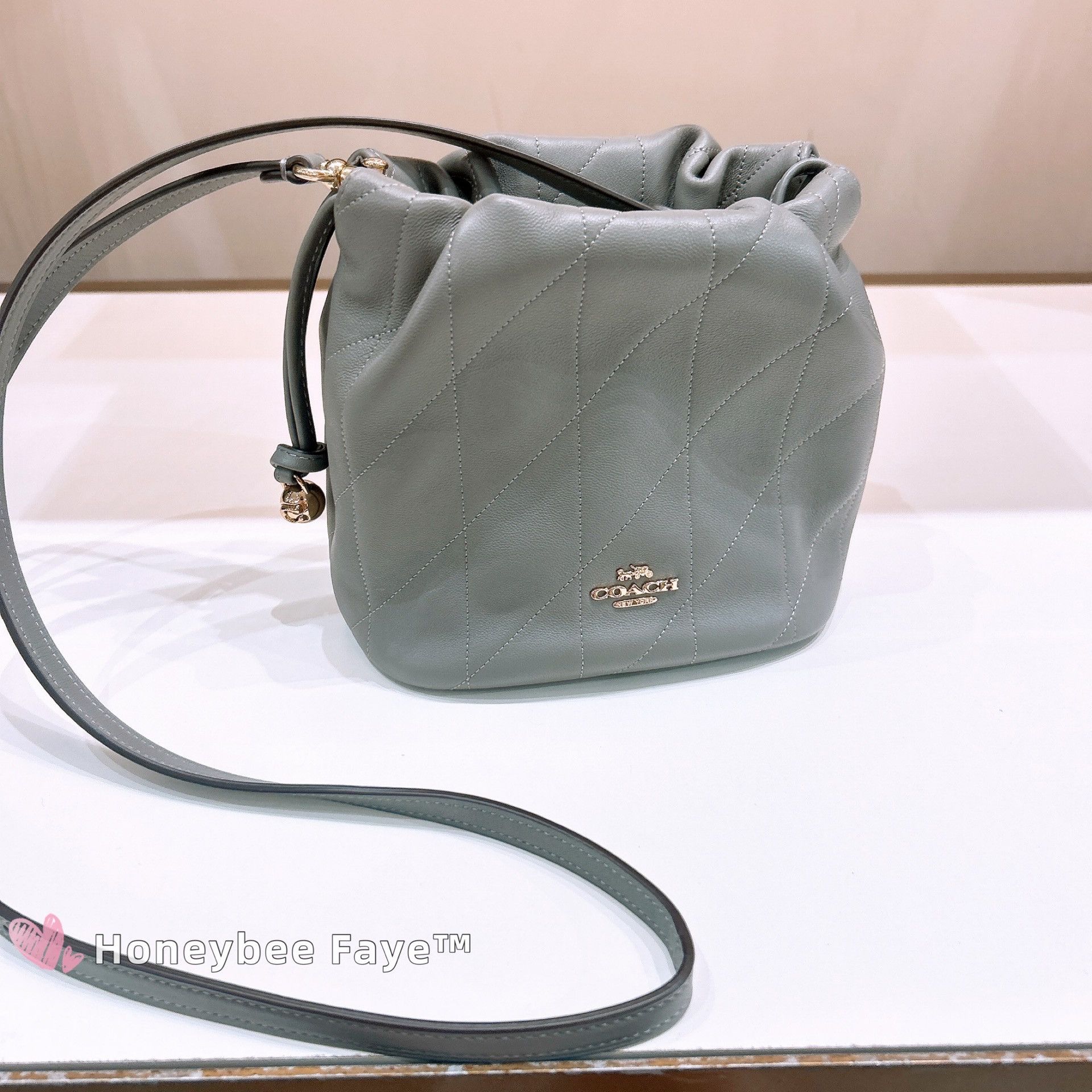 Coach Faye Mini Drawstring Bag With Quilting CDB69 Slate Size ONE SIZE - 4 Thumbnail