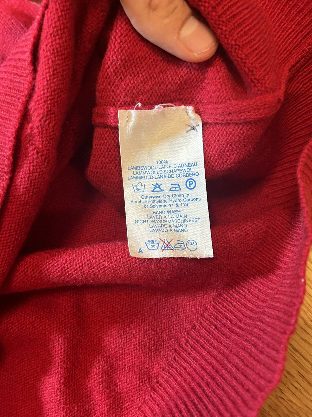 Burberry Vintage Burberry Big Logo Red Cotton Knit Ribbed Sweater Size US L / EU 52-54 / 3 - 5 Thumbnail