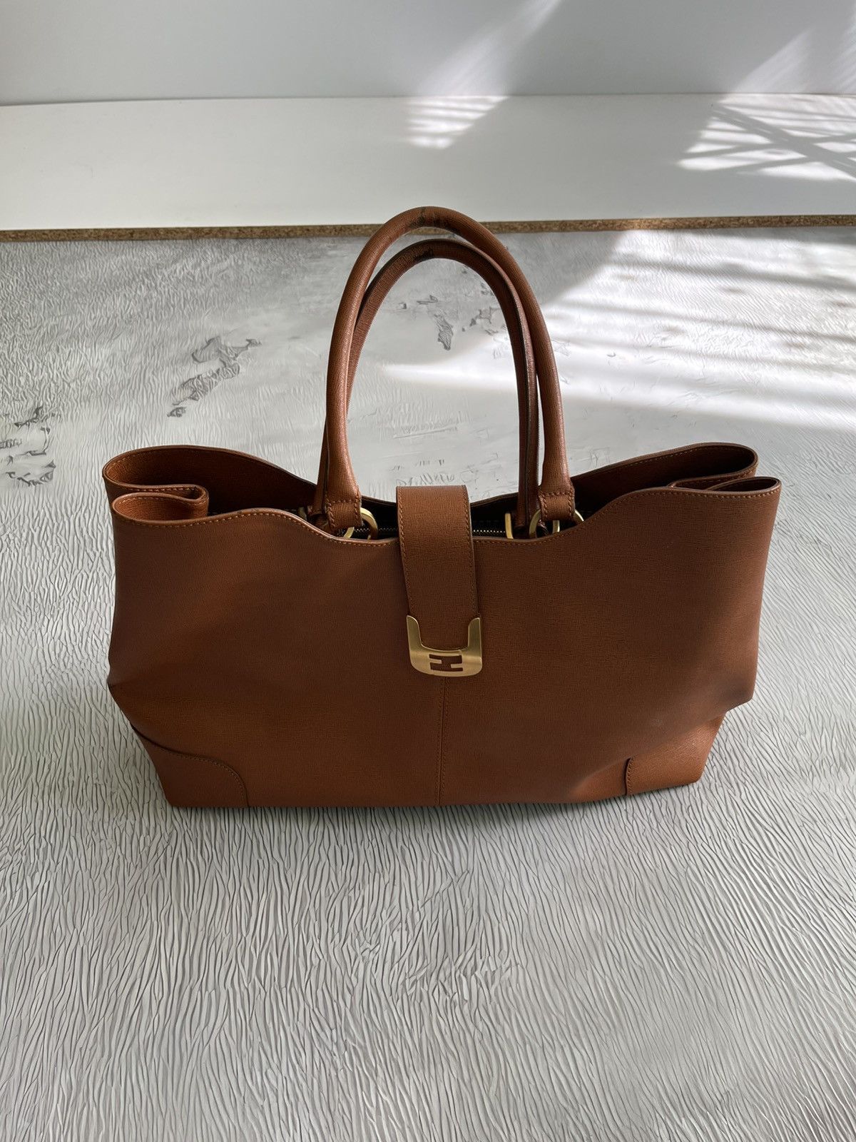 Fendi Fendi Brown Leather Chameleon Shopping Tote Bag Luxury Size ONE SIZE - 1 Thumbnail