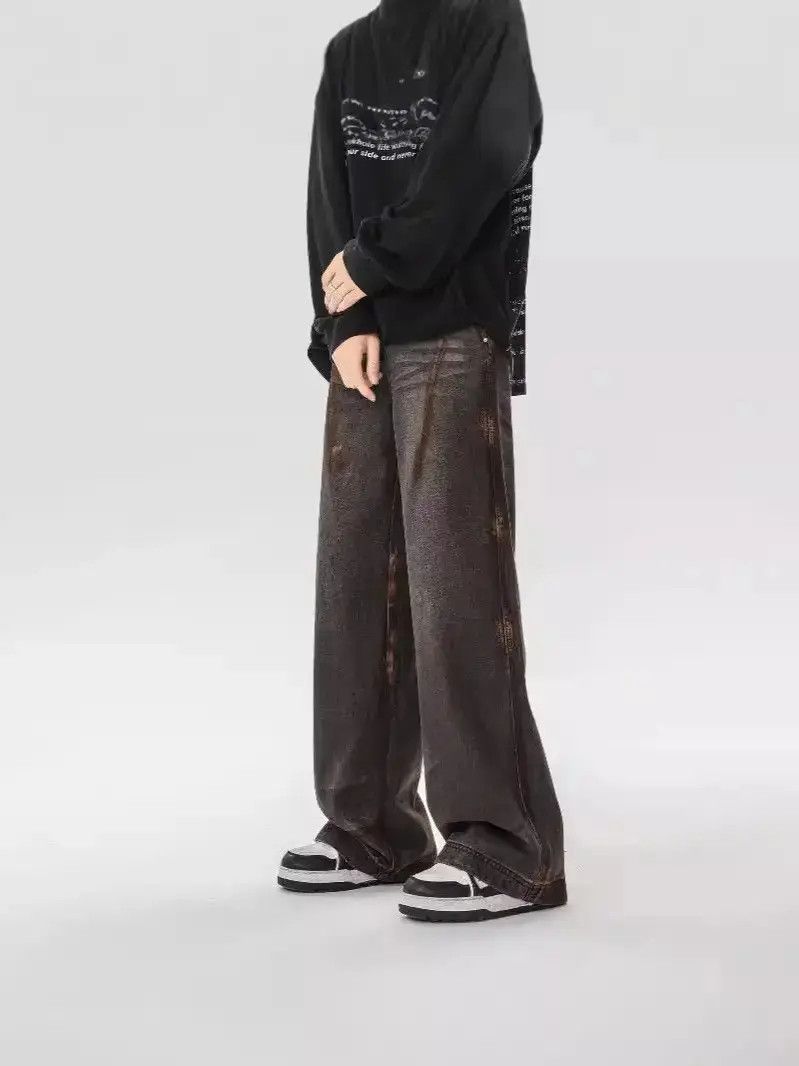 Japanese Brand Retro loose straight leg wide leg jeans Size US 32 / EU 48 - 2 Thumbnail