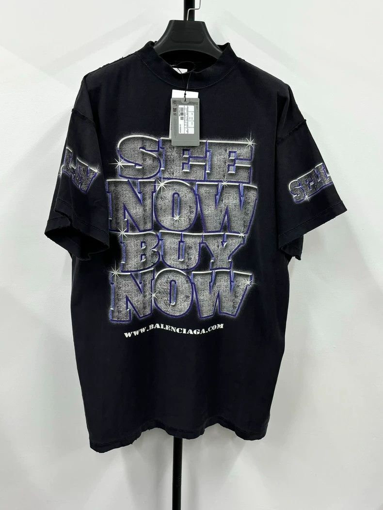 Balenciaga Balenciaga size 1 SS24 SNBN Letter Print Ripped Crew Neck S Size US M / EU 48-50 / 2 - 1 Thumbnail