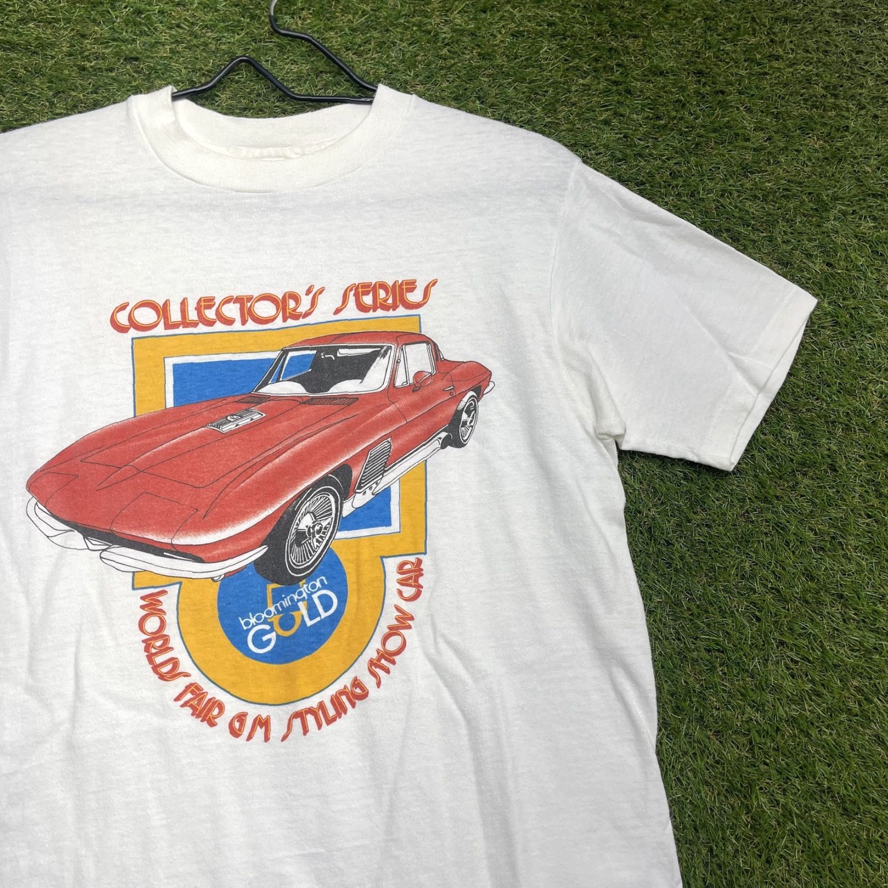 Hanes VINTAGE Corvette T-Shirt Men Medium White 80s Car Collectors Series Automotive Graphic Tee Size US M / EU 48-50 / 2 - 2 Thumbnail