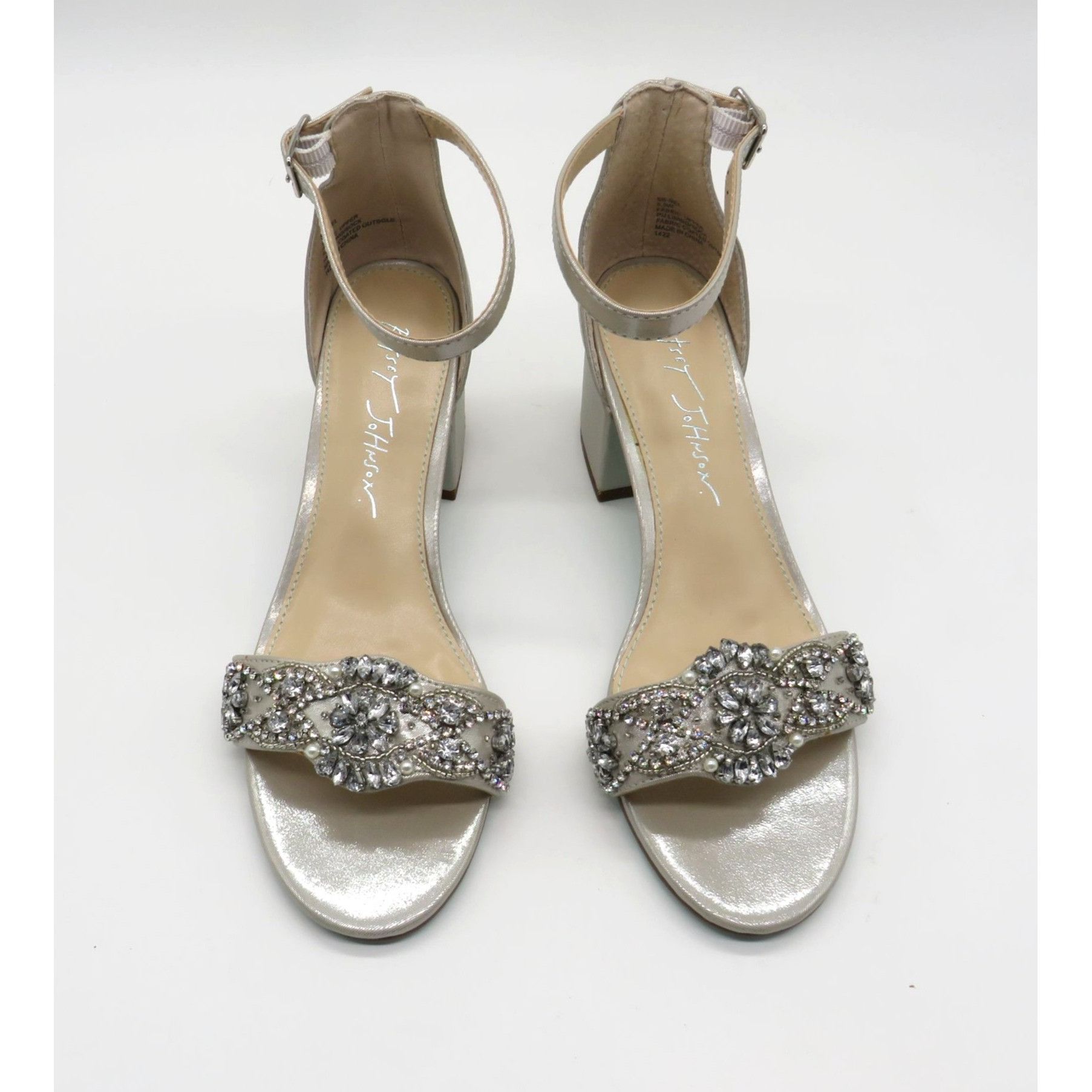 Betsey Johnson Betsey Johnson Women's Silver Block Heel Sandals Rhinestone Size US 5.5 / IT 35.5 - 2 Thumbnail