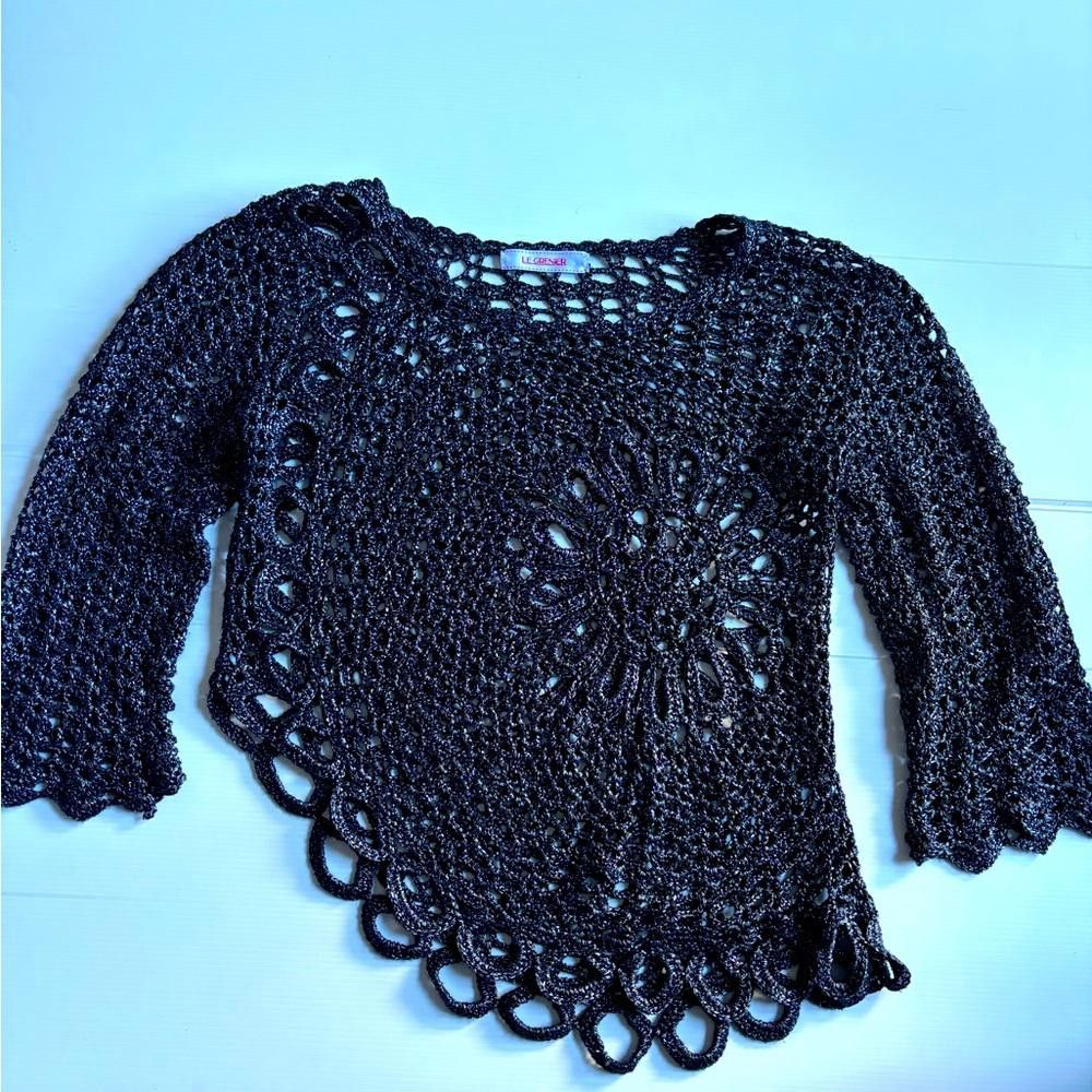 Designer Y2K Vintage baddie Crochet Knitted Sweater Size M / US 6-8 / IT 42-44 - 1 Thumbnail