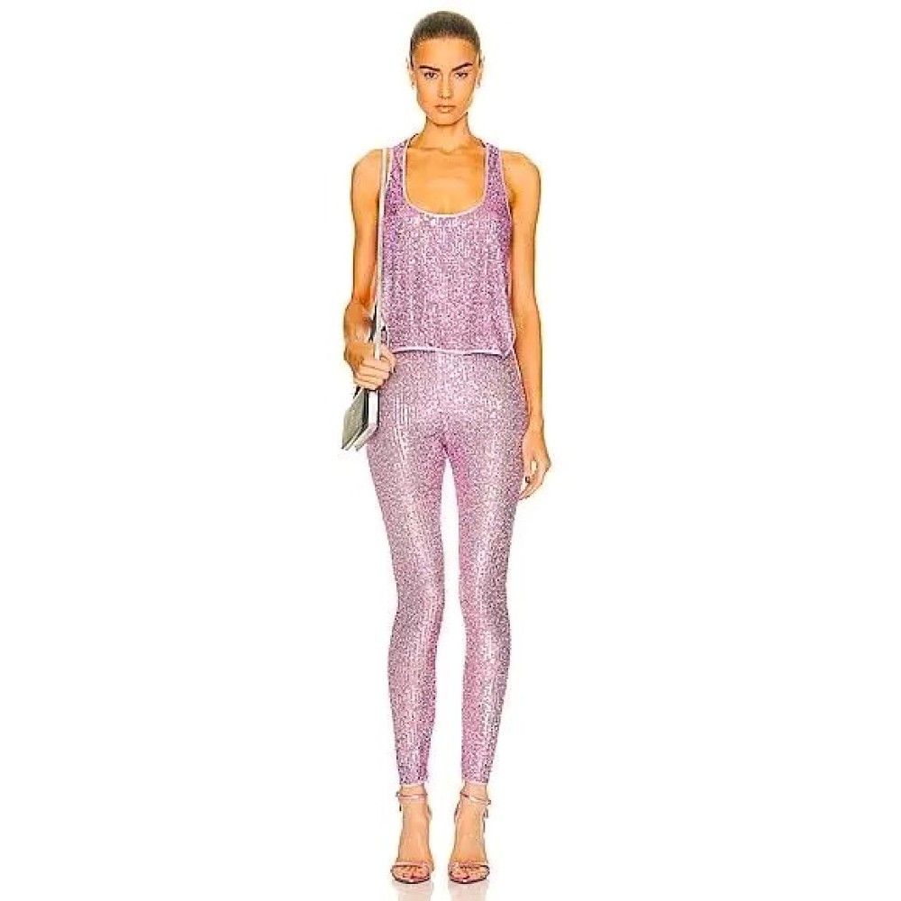 Tom Ford o1loc1c0924 PAW436 Liquid Sequin Leggings in Pink Size 27" / US 4 / IT 40 - 2 Thumbnail
