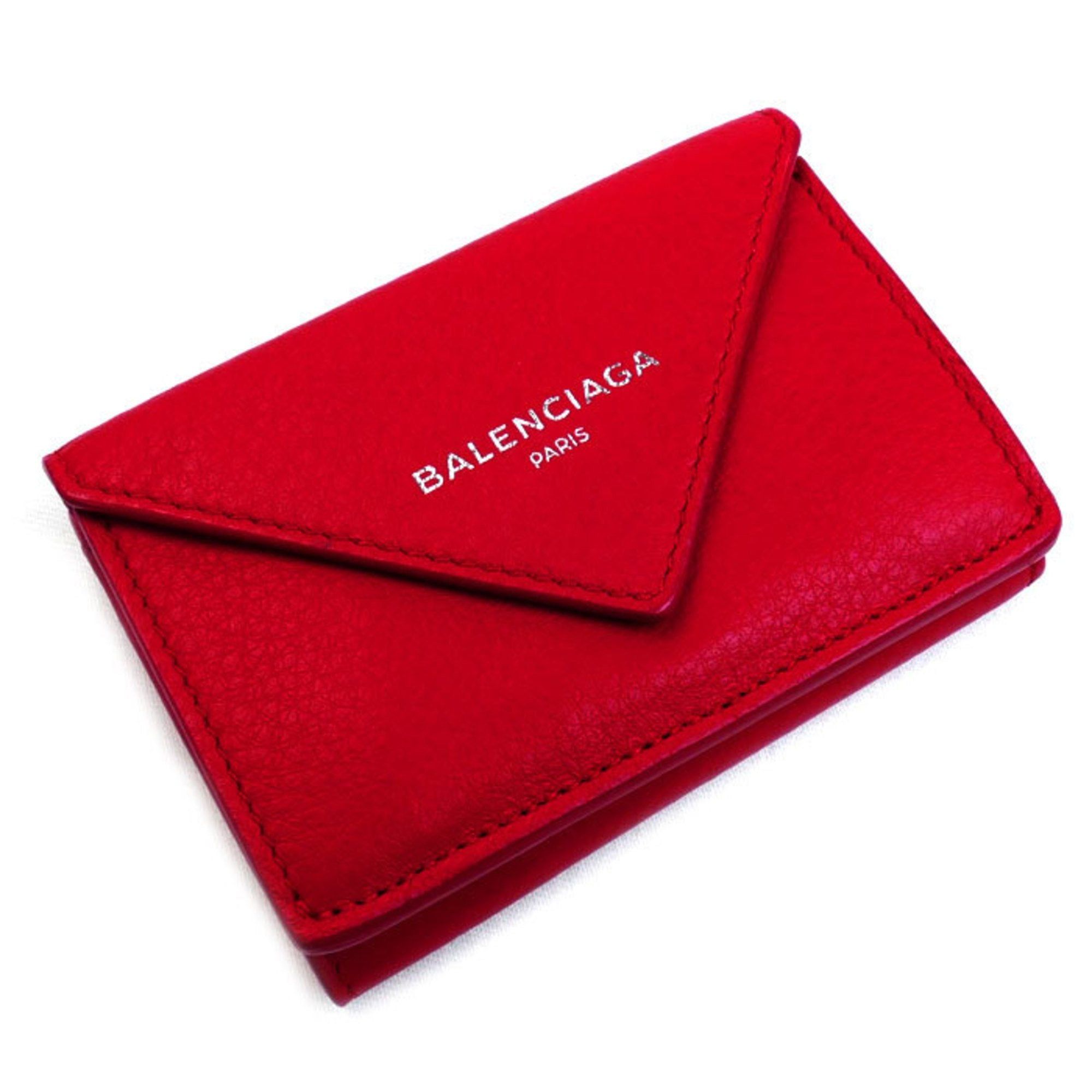 image of Balenciaga Paper Tri-Fold Wallet Red 391446 Dlq0N 6254 Women's