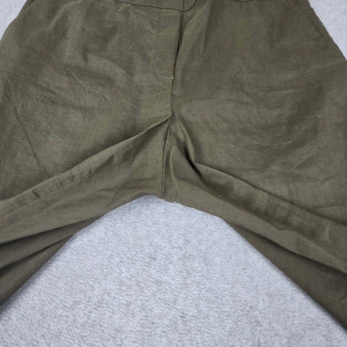 Theory Theory 12 Olive Green Linen Blend Pull On Pants Pockets Size 34" / US 12 / IT 48 - 3 Thumbnail