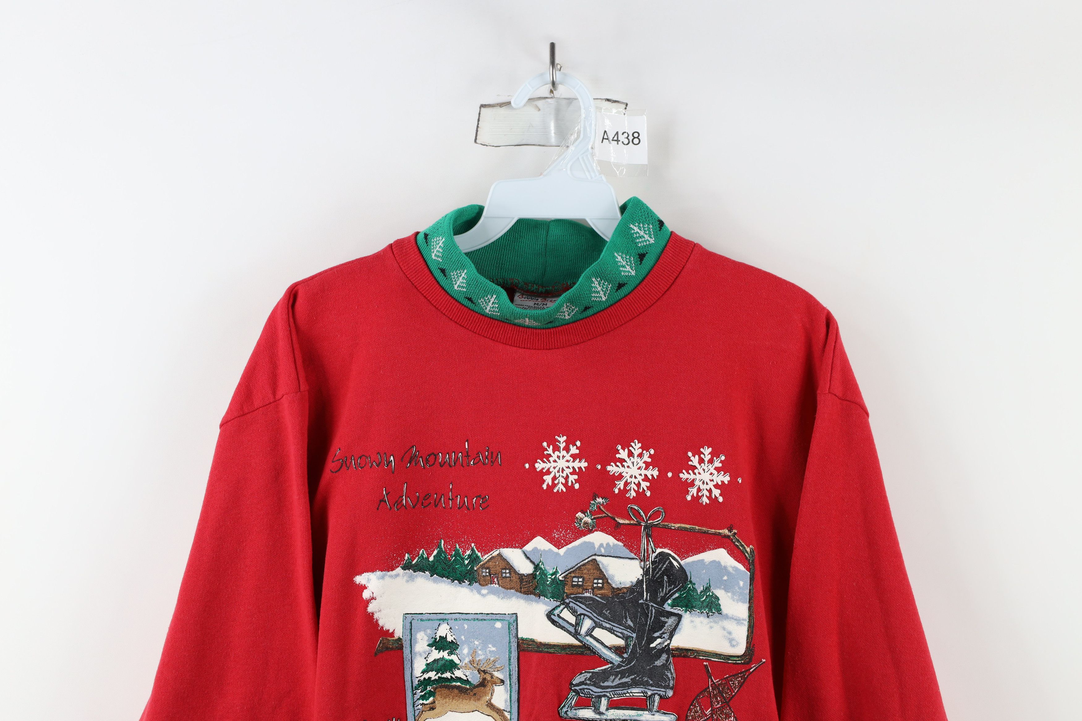 Vintage Vintage 90s Streetwear Christmas Mock Neck Sweatshirt Red Size M / US 6-8 / IT 42-44 - 2 Thumbnail
