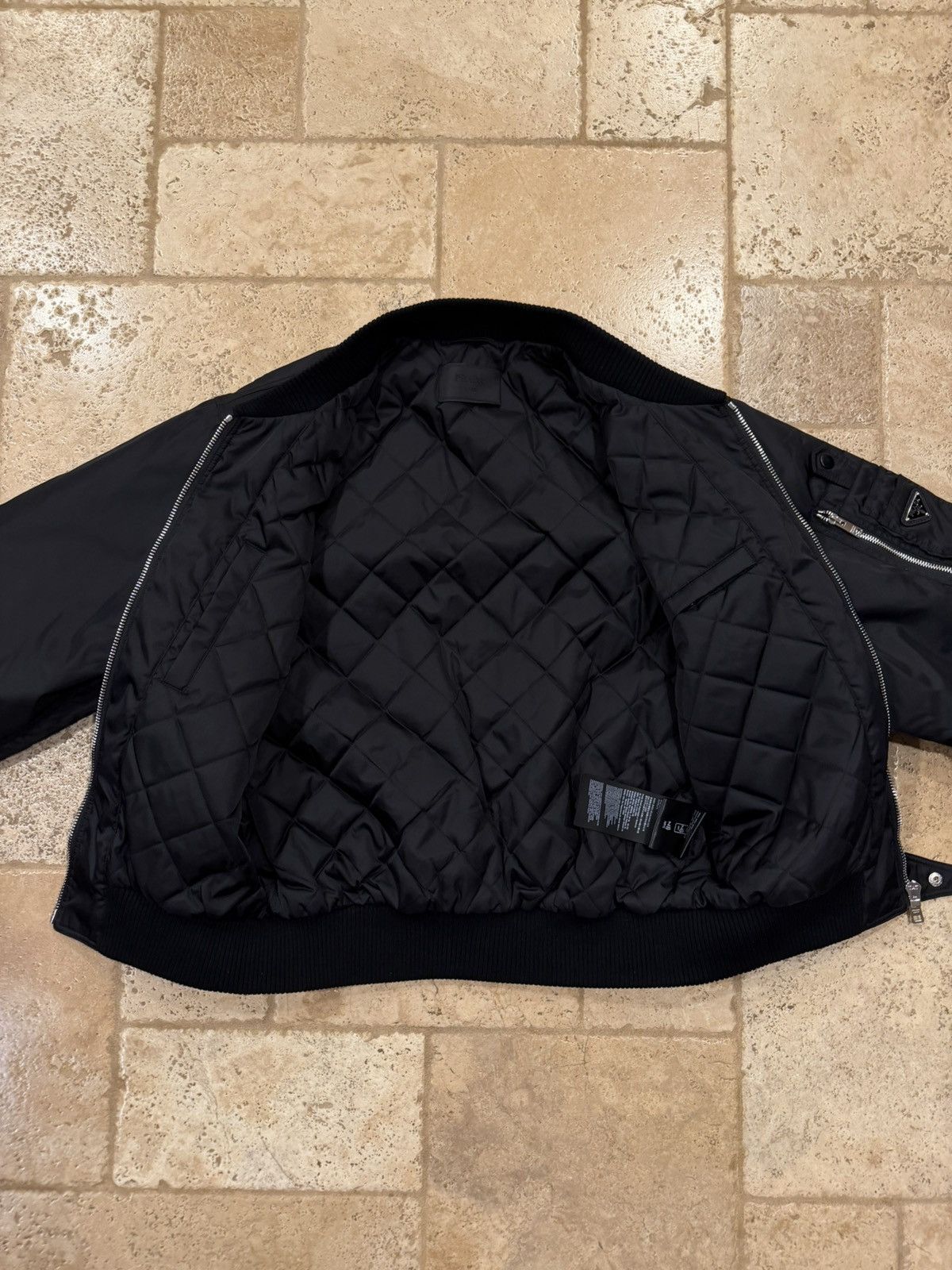 Prada Prada Re-Nylon Triangle Logo Black Bomber Jacket Size US M / EU 48-50 / 2 - 12 Thumbnail