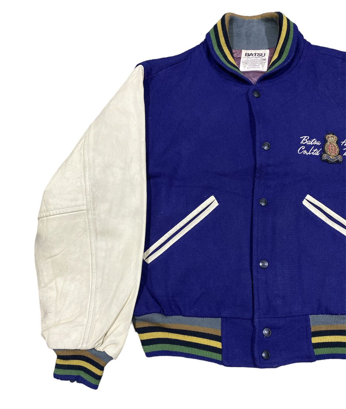 Japanese Brand 🔥ACCEPT BINDING🔥Vintage Batsu Varsity Jacket leather sleeve Size US M / EU 48-50 / 2 - 7 Thumbnail