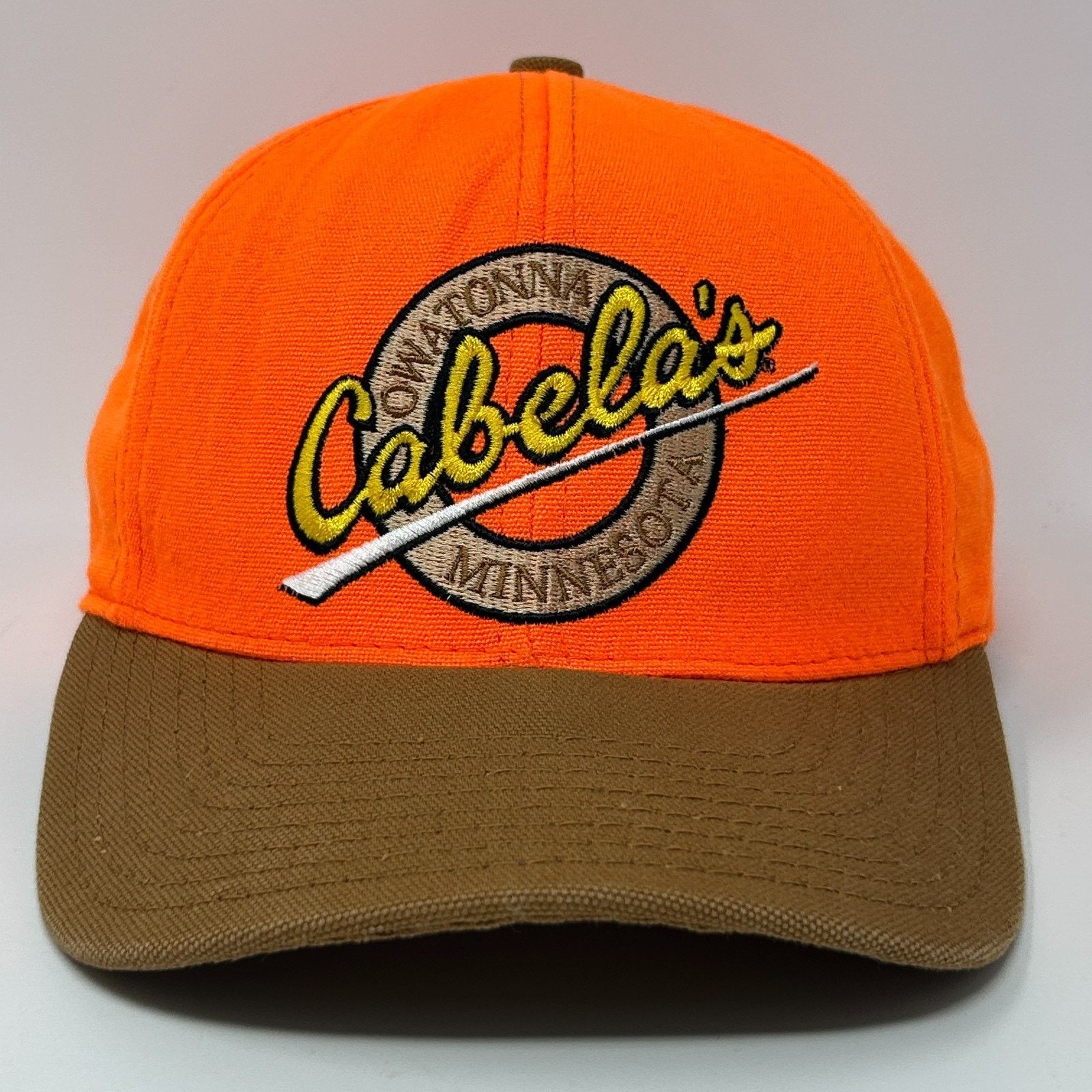 Cabelas Vintage Cabelas Hat Baseball Cap Owatonna Minnesota Orange Size ONE SIZE - 1 Thumbnail
