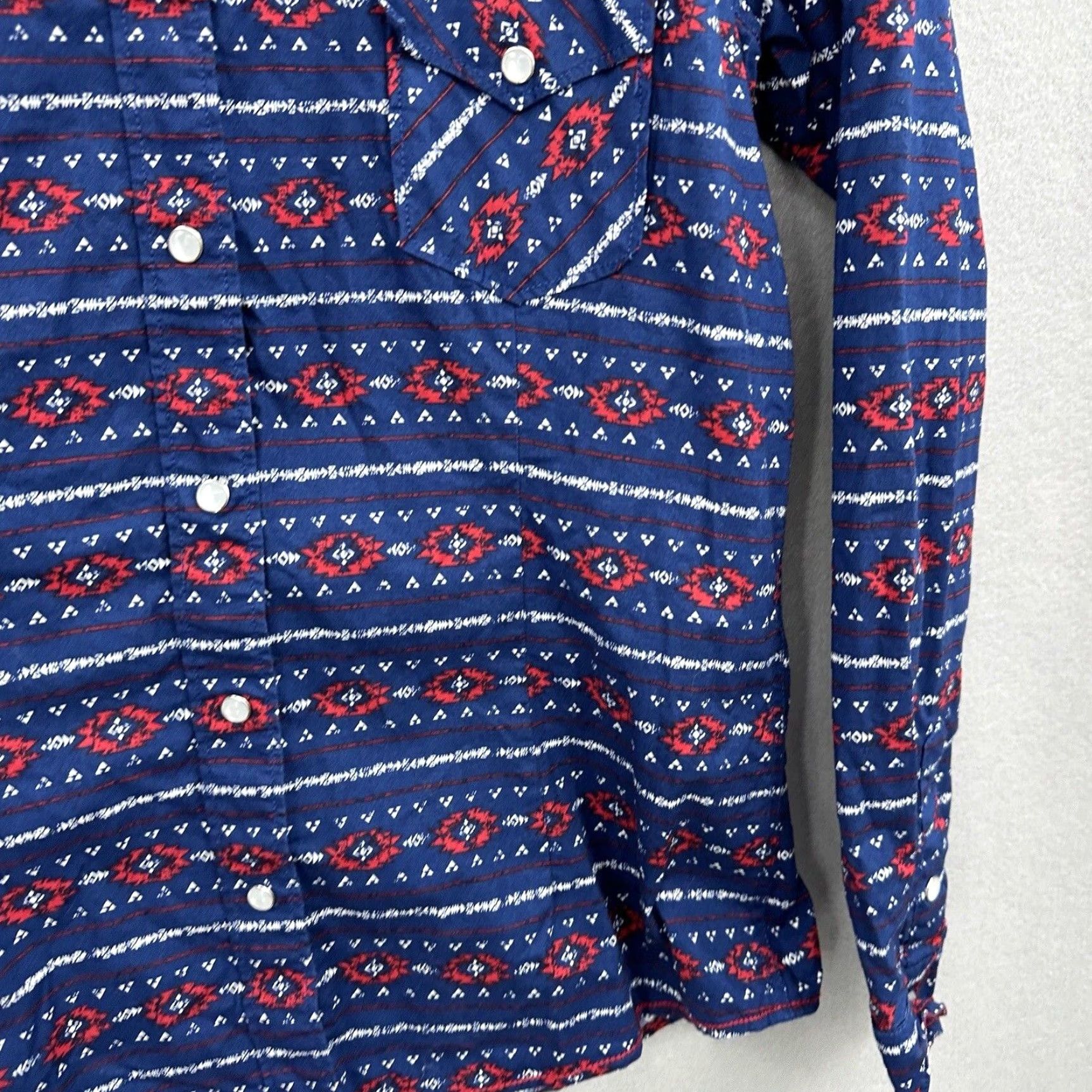 Vintage Panhandle Slim Western Shirt Womens Small Blue Aztec Cowgirl Snap Closure Casual Size S / US 4 / IT 40 - 5 Thumbnail